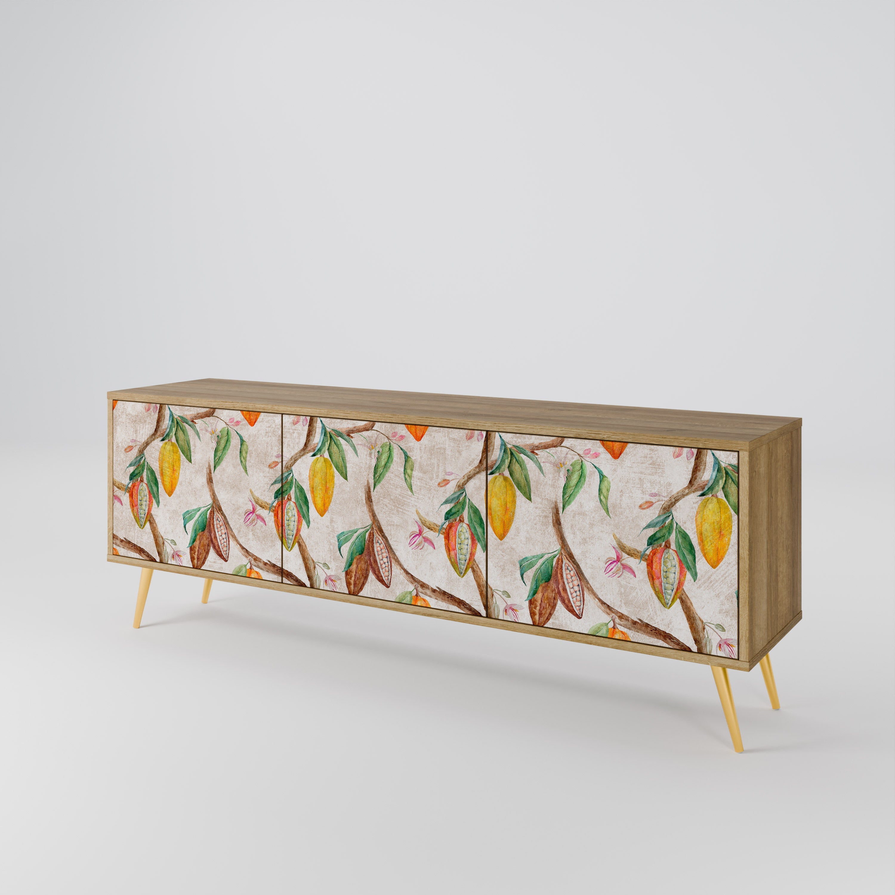 Meuble TV 3 portes COCOA FRUITS effet chêne