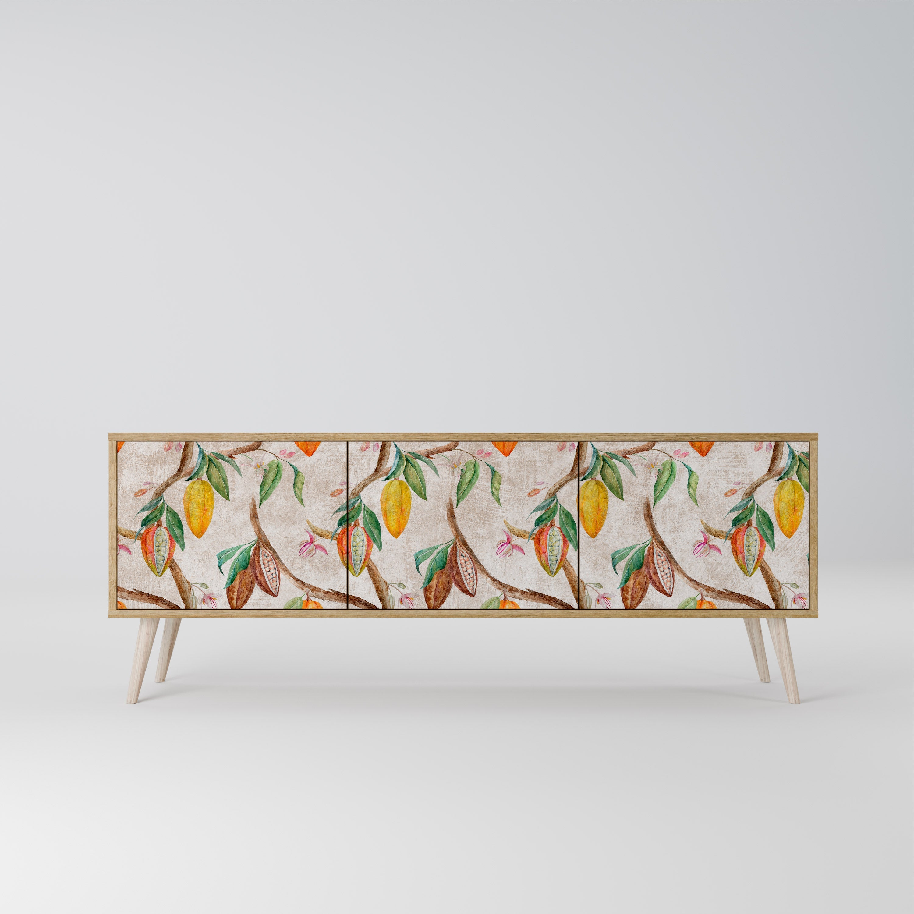 Meuble TV 3 portes COCOA FRUITS effet chêne