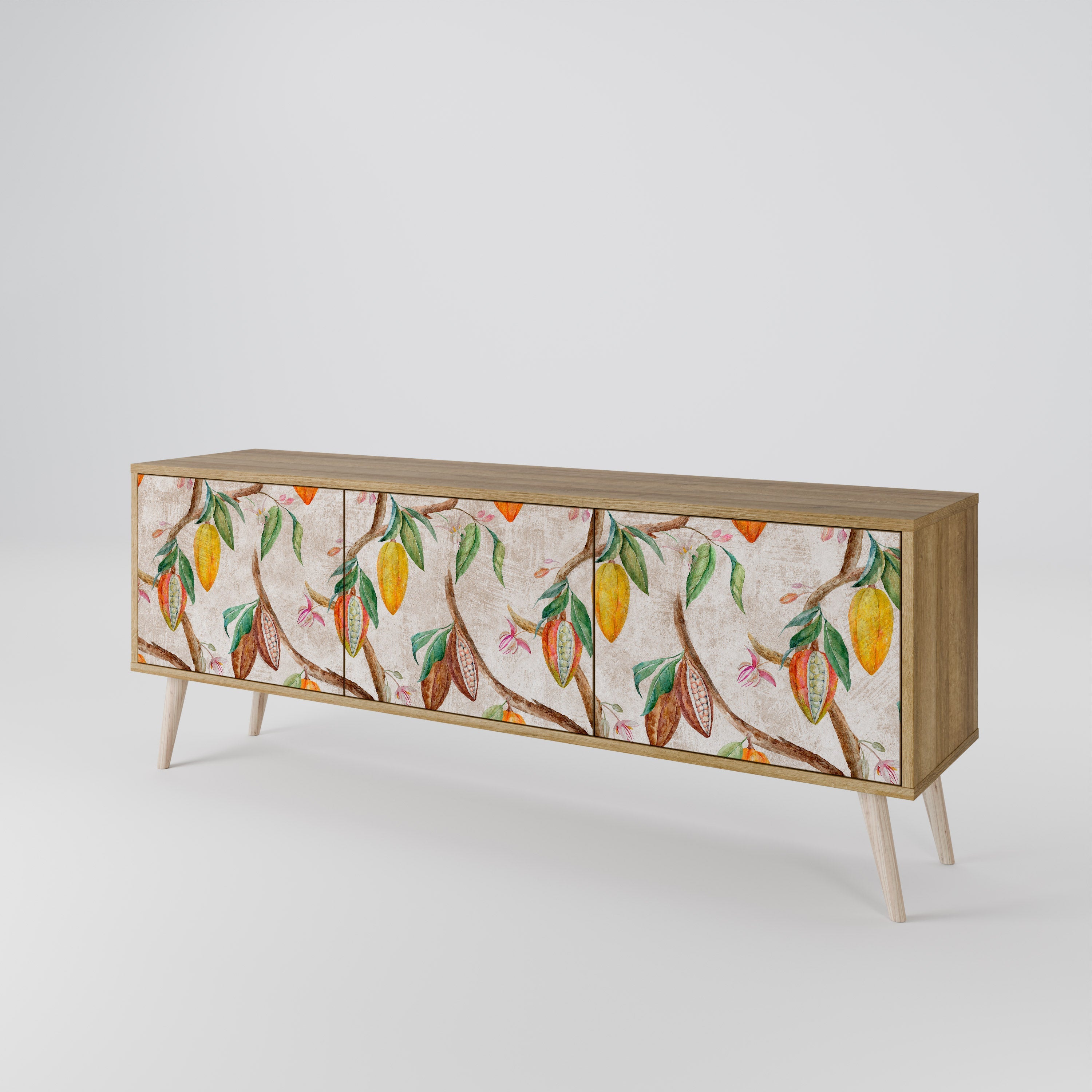 Meuble TV 3 portes COCOA FRUITS effet chêne