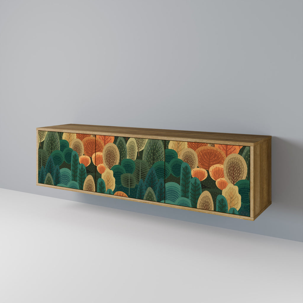 Meuble TV 3 portes AUTUMN KALEIDOSCOPE effet chêne