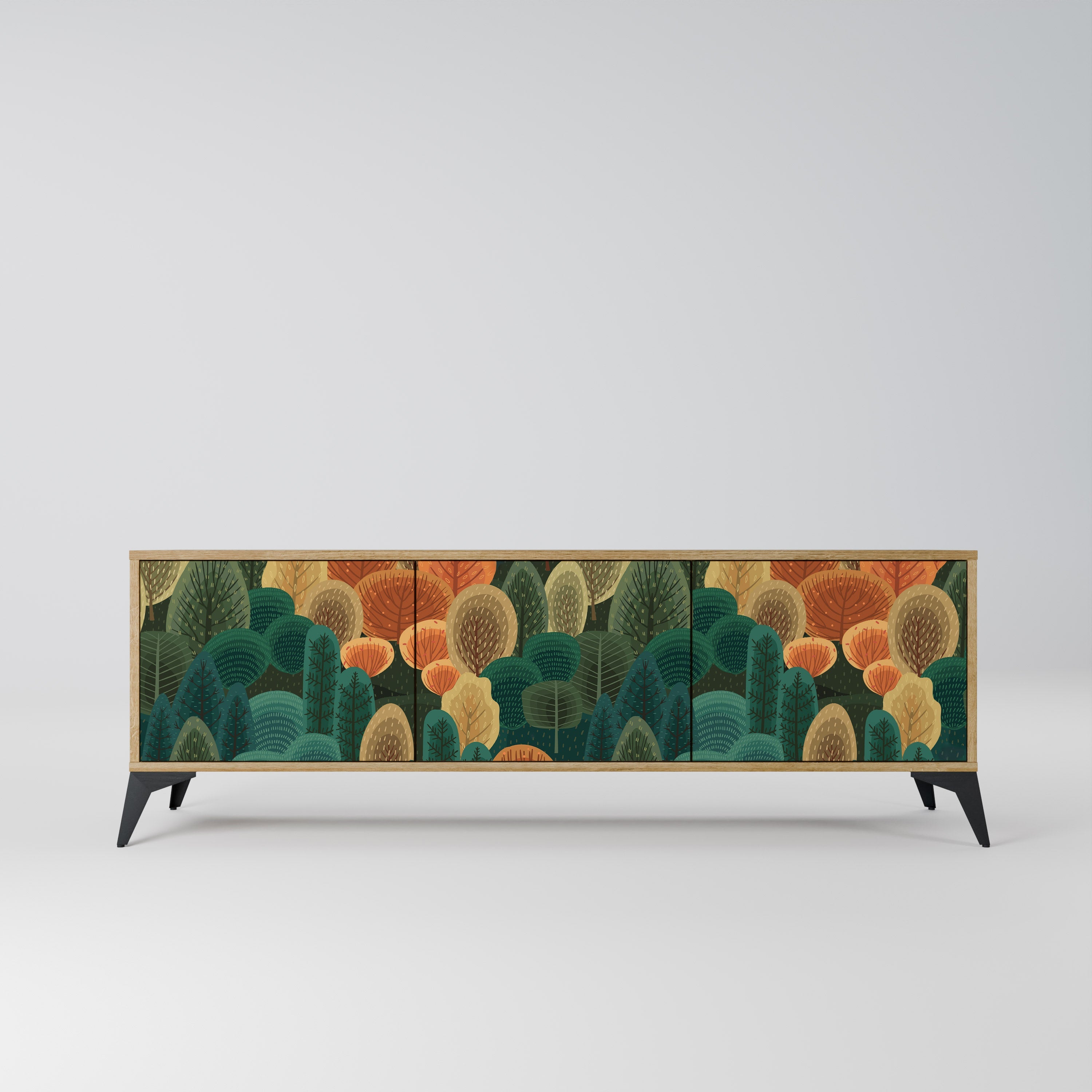 Meuble TV 3 portes AUTUMN KALEIDOSCOPE effet chêne