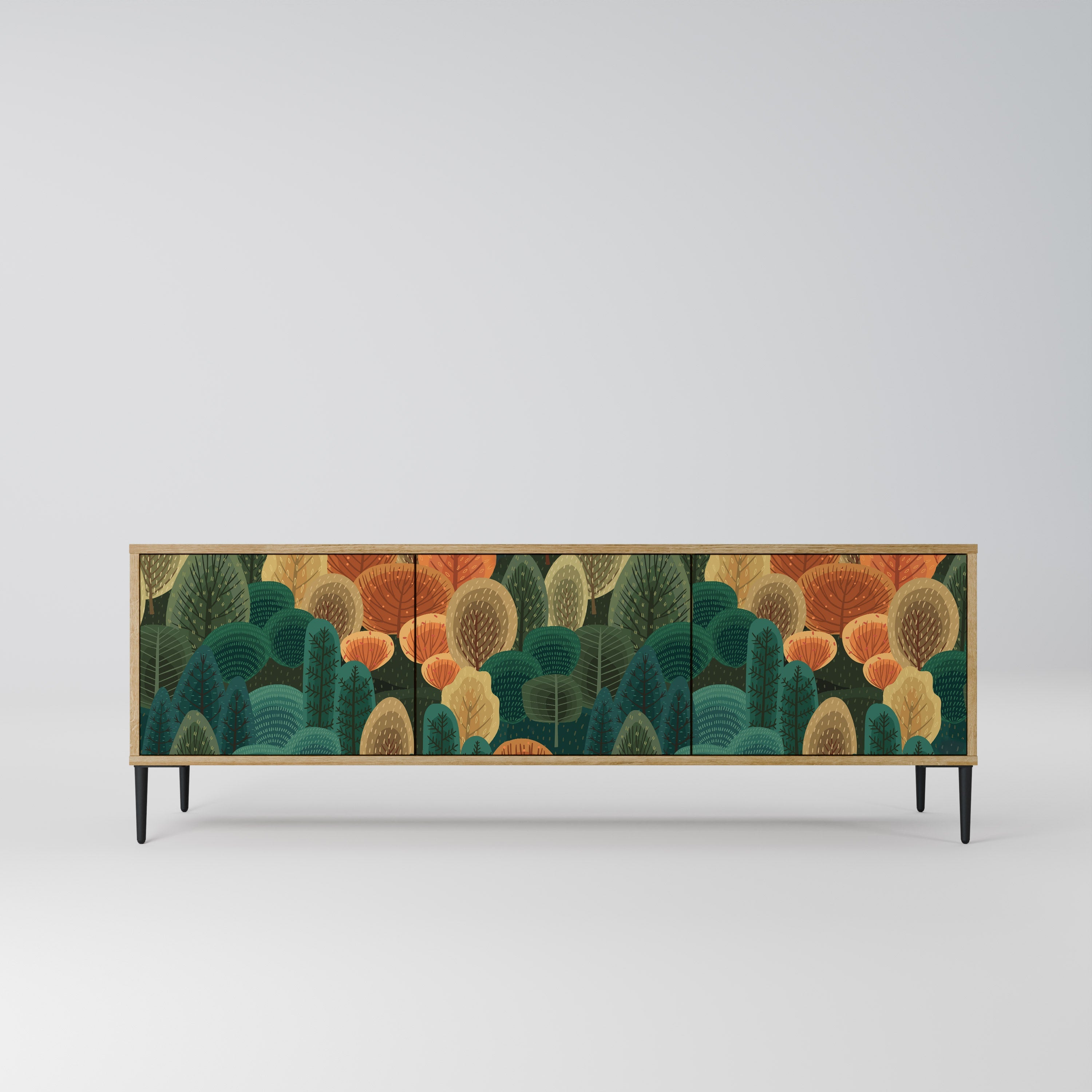 Meuble TV 3 portes AUTUMN KALEIDOSCOPE effet chêne