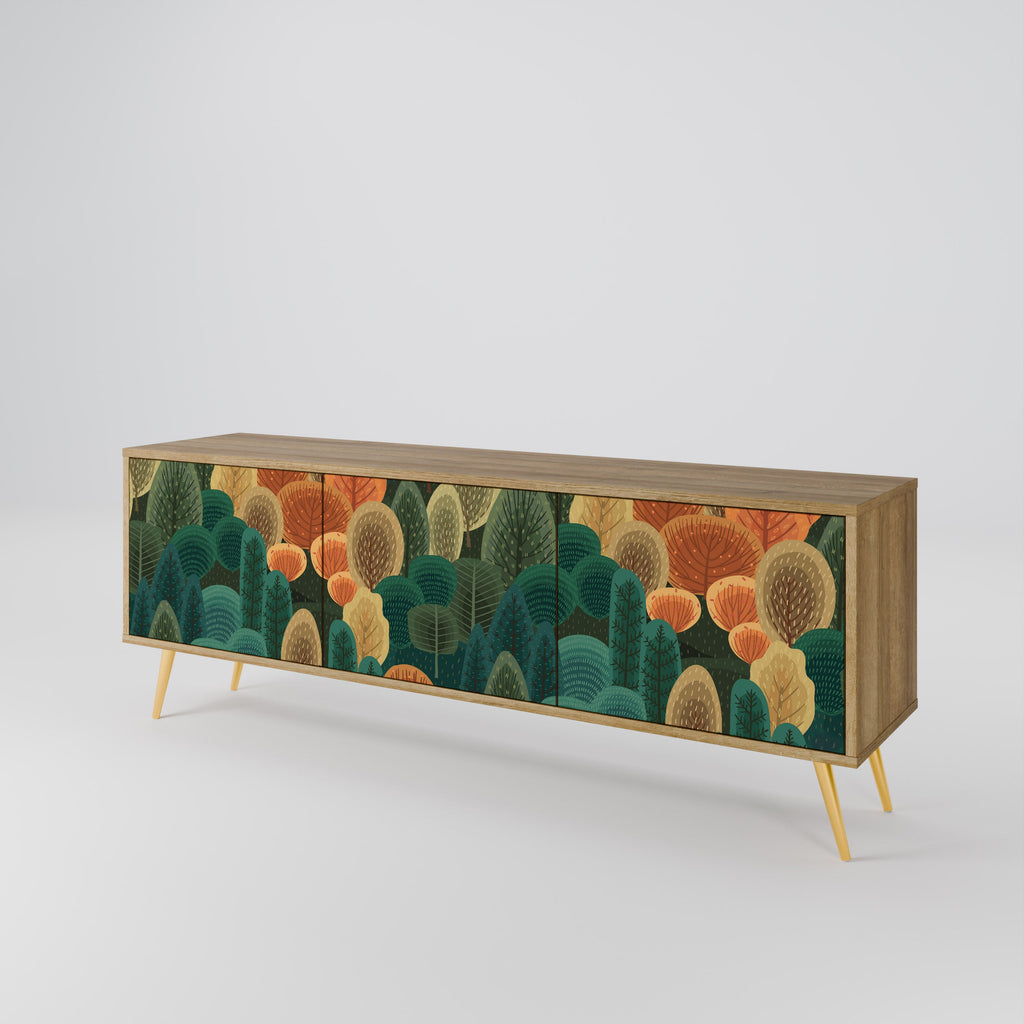 Meuble TV 3 portes AUTUMN KALEIDOSCOPE effet chêne