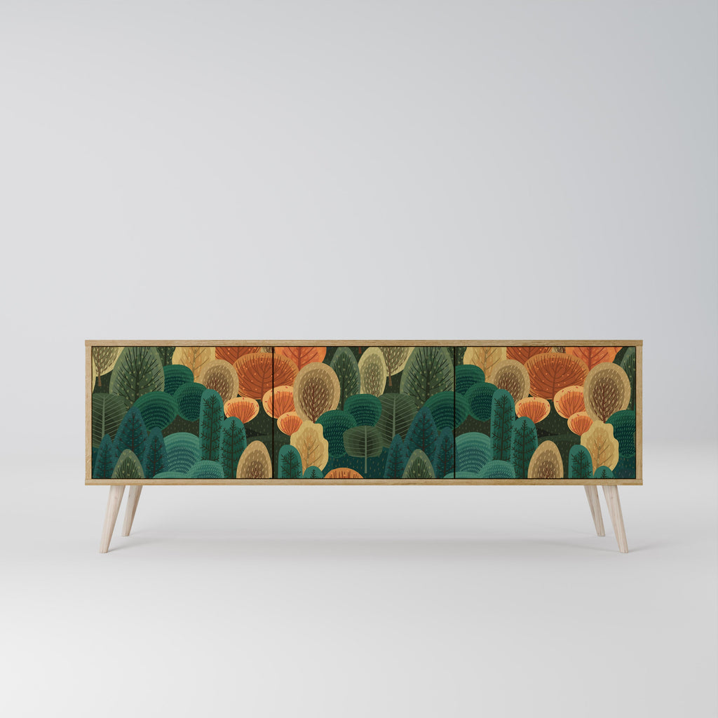 Meuble TV 3 portes AUTUMN KALEIDOSCOPE effet chêne