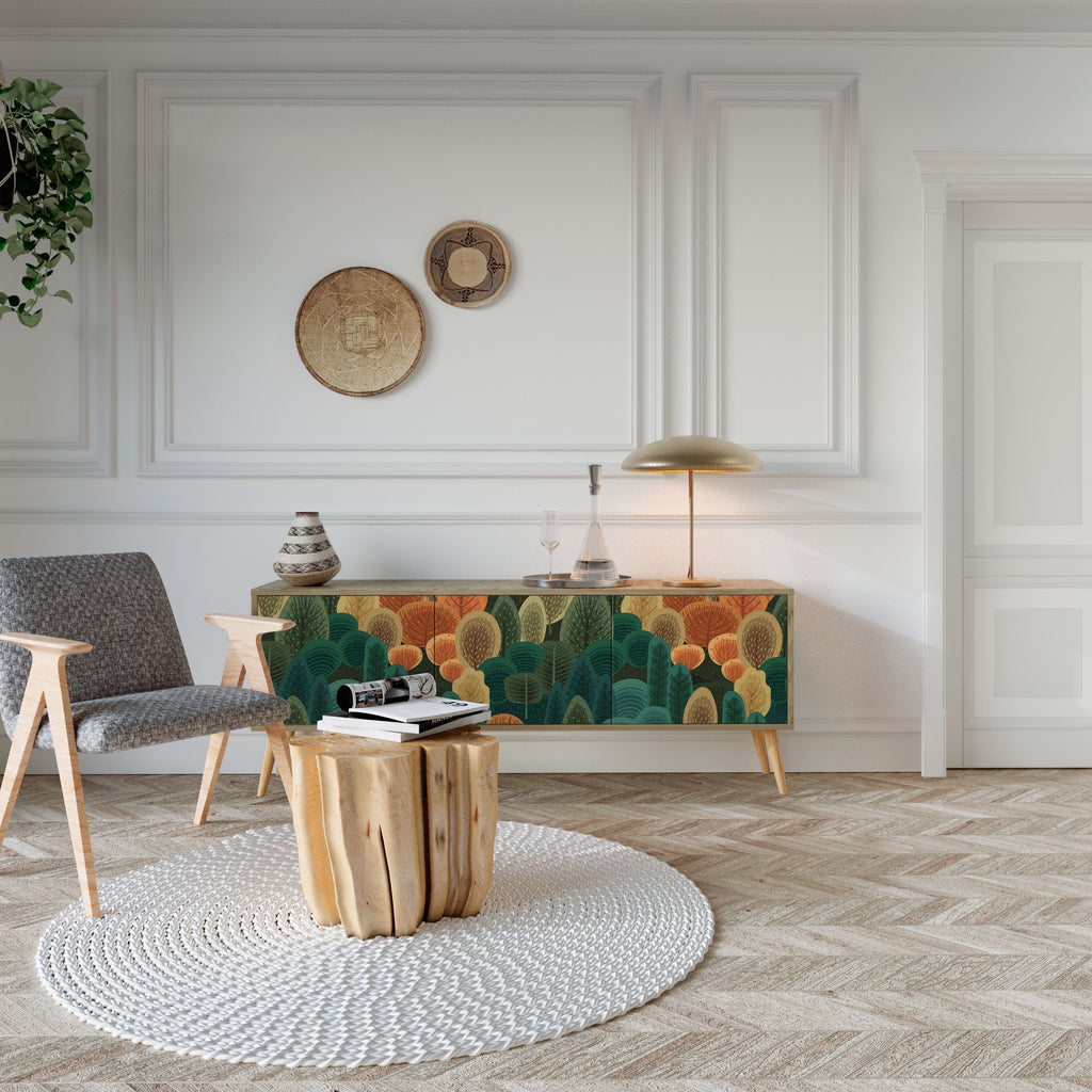 Meuble TV 3 portes AUTUMN KALEIDOSCOPE effet chêne