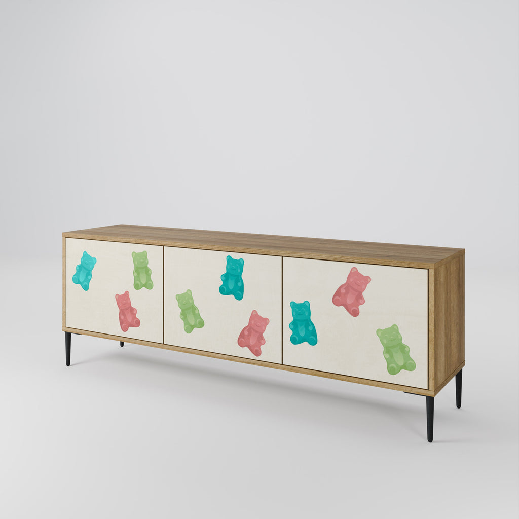 Meuble TV 3 portes GUMMY BEARS effet chêne