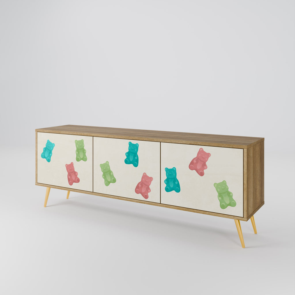 Meuble TV 3 portes GUMMY BEARS effet chêne