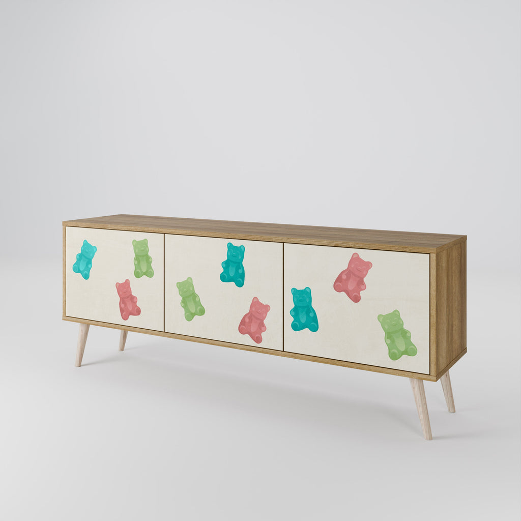 Meuble TV 3 portes GUMMY BEARS effet chêne