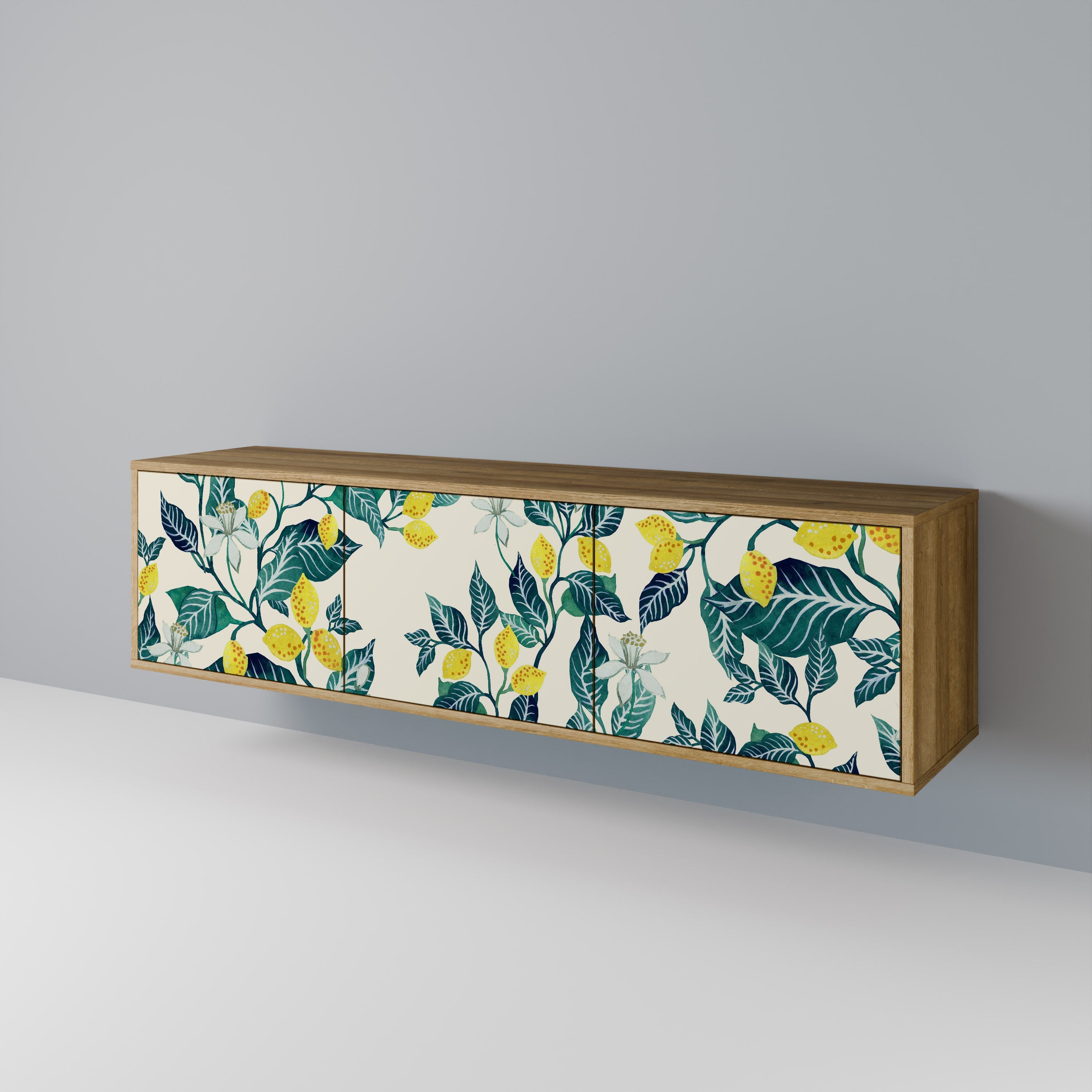Meuble TV 3 portes LEMON TREE effet chêne