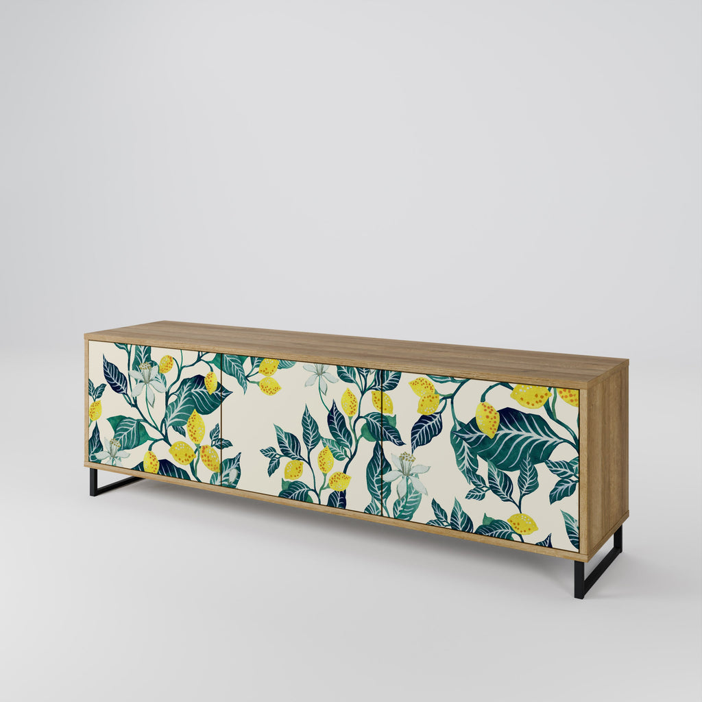 Meuble TV 3 portes LEMON TREE effet chêne