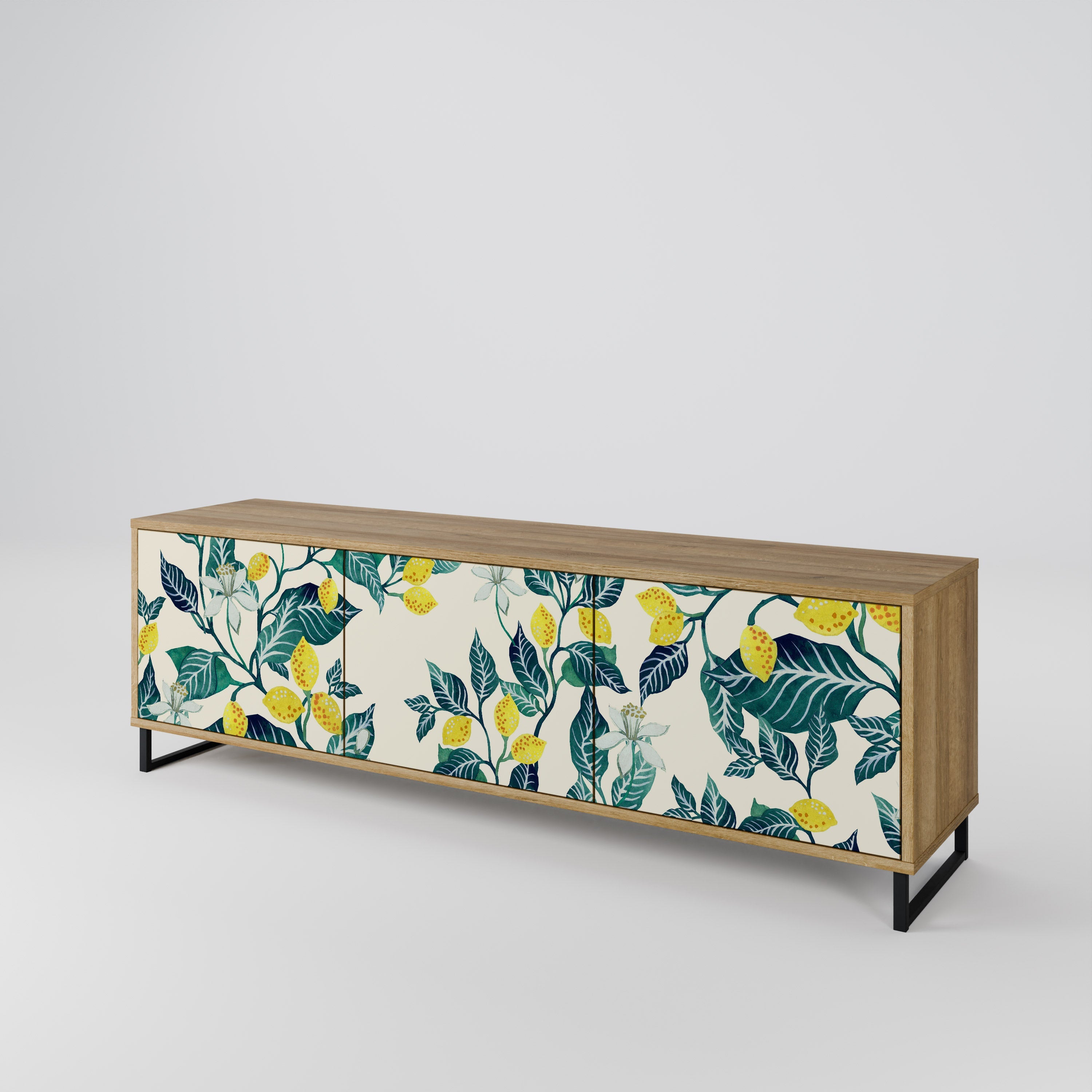 Meuble TV 3 portes LEMON TREE effet chêne