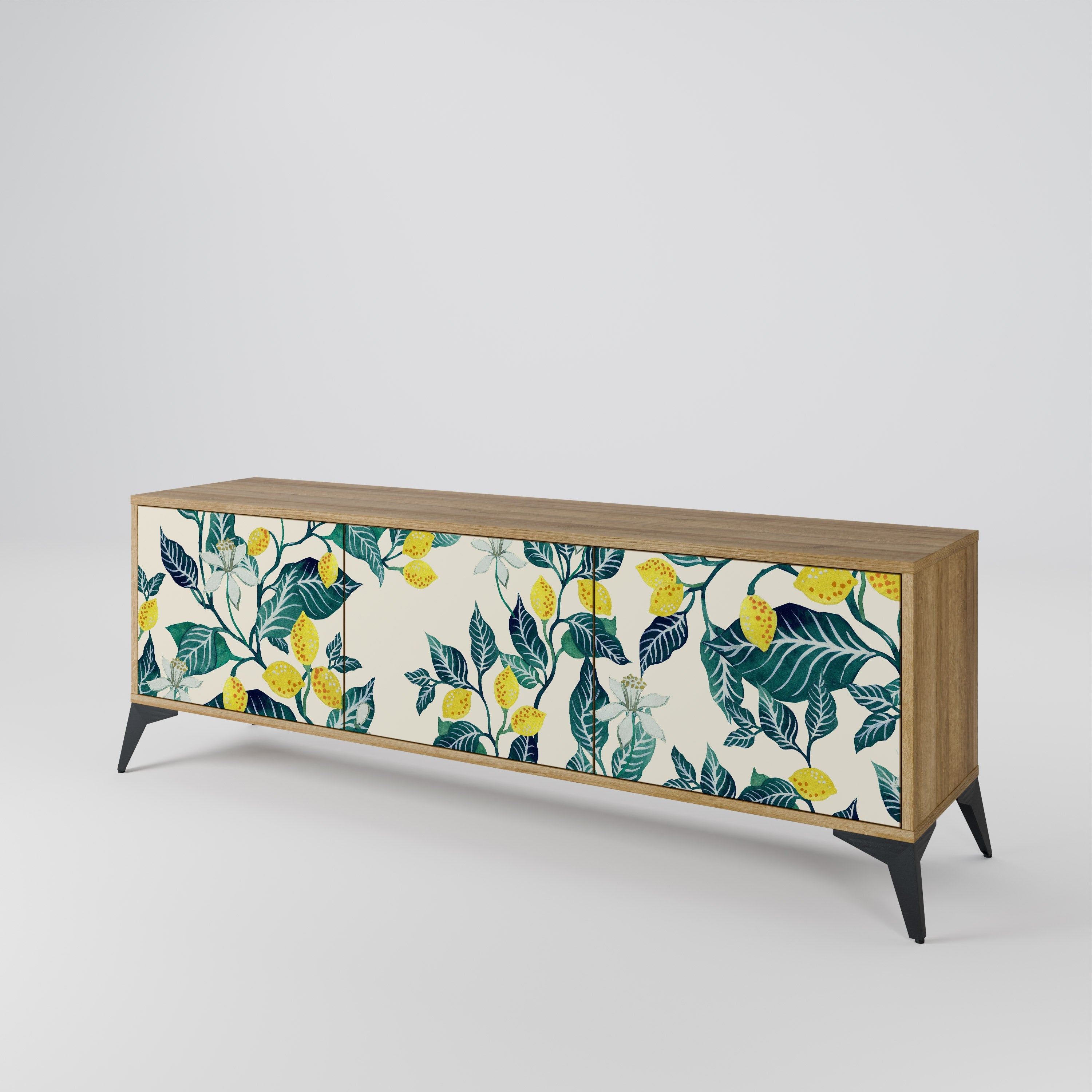 Meuble TV 3 portes LEMON TREE effet chêne