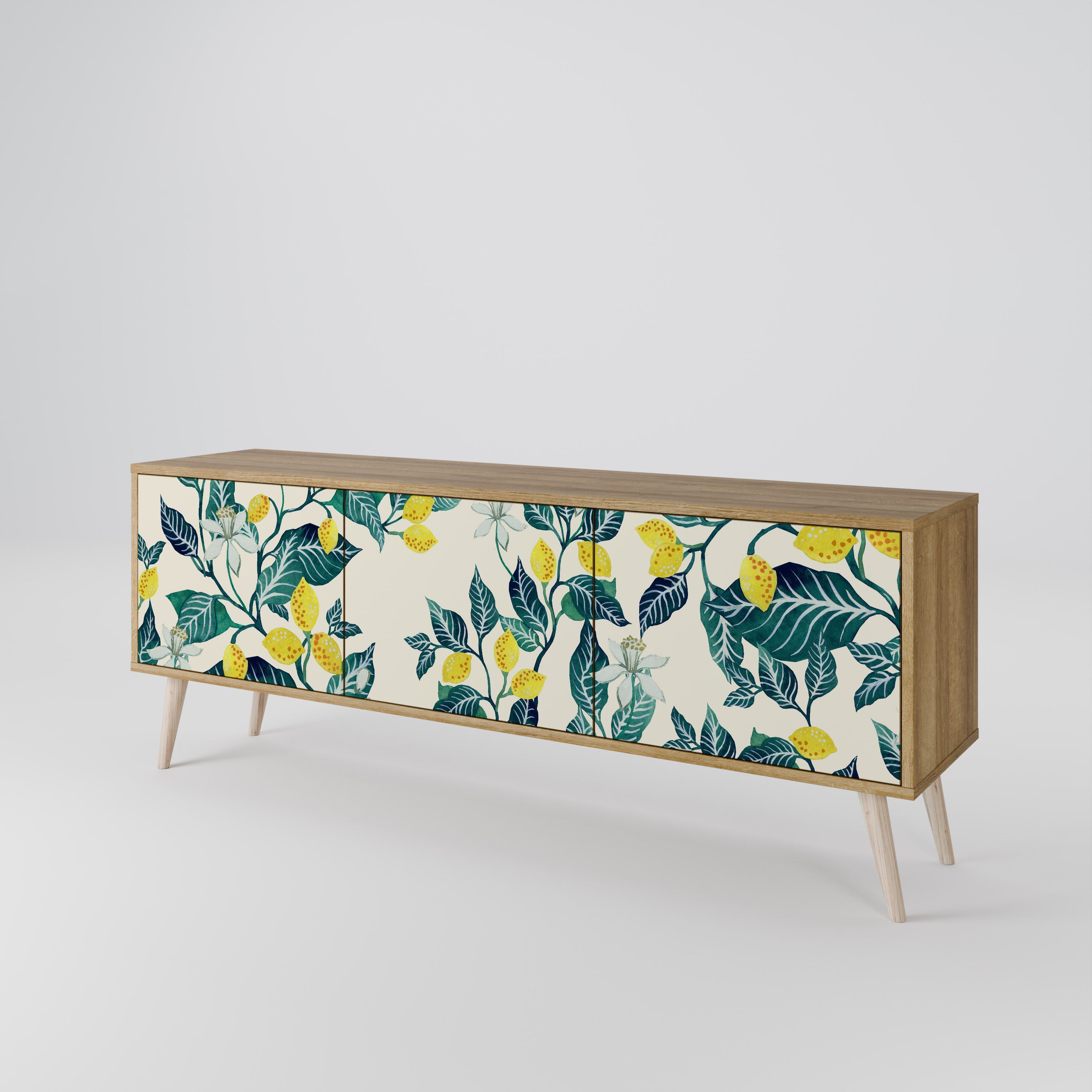 Meuble TV 3 portes LEMON TREE effet chêne