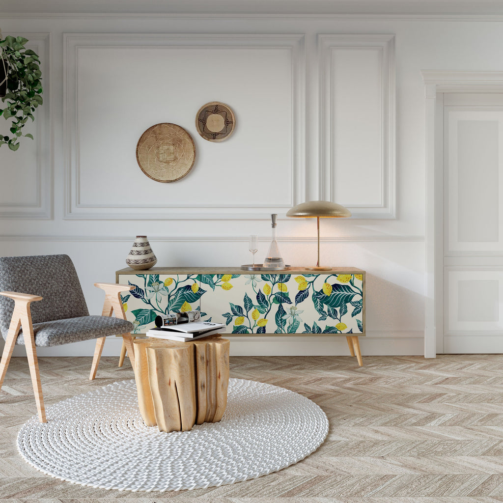 Meuble TV 3 portes LEMON TREE effet chêne