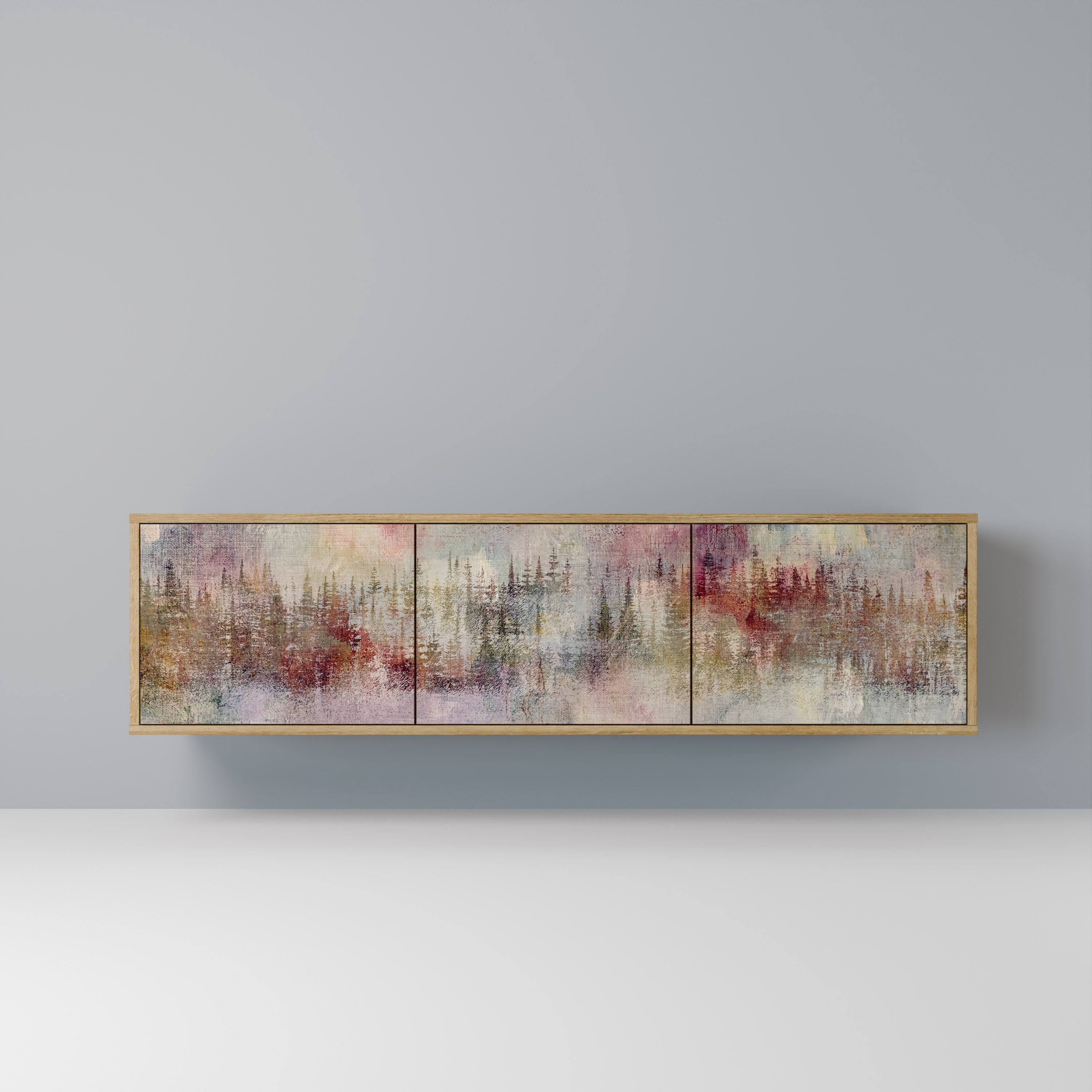 Meuble TV 3 portes VEILED SUMMIT effet chêne