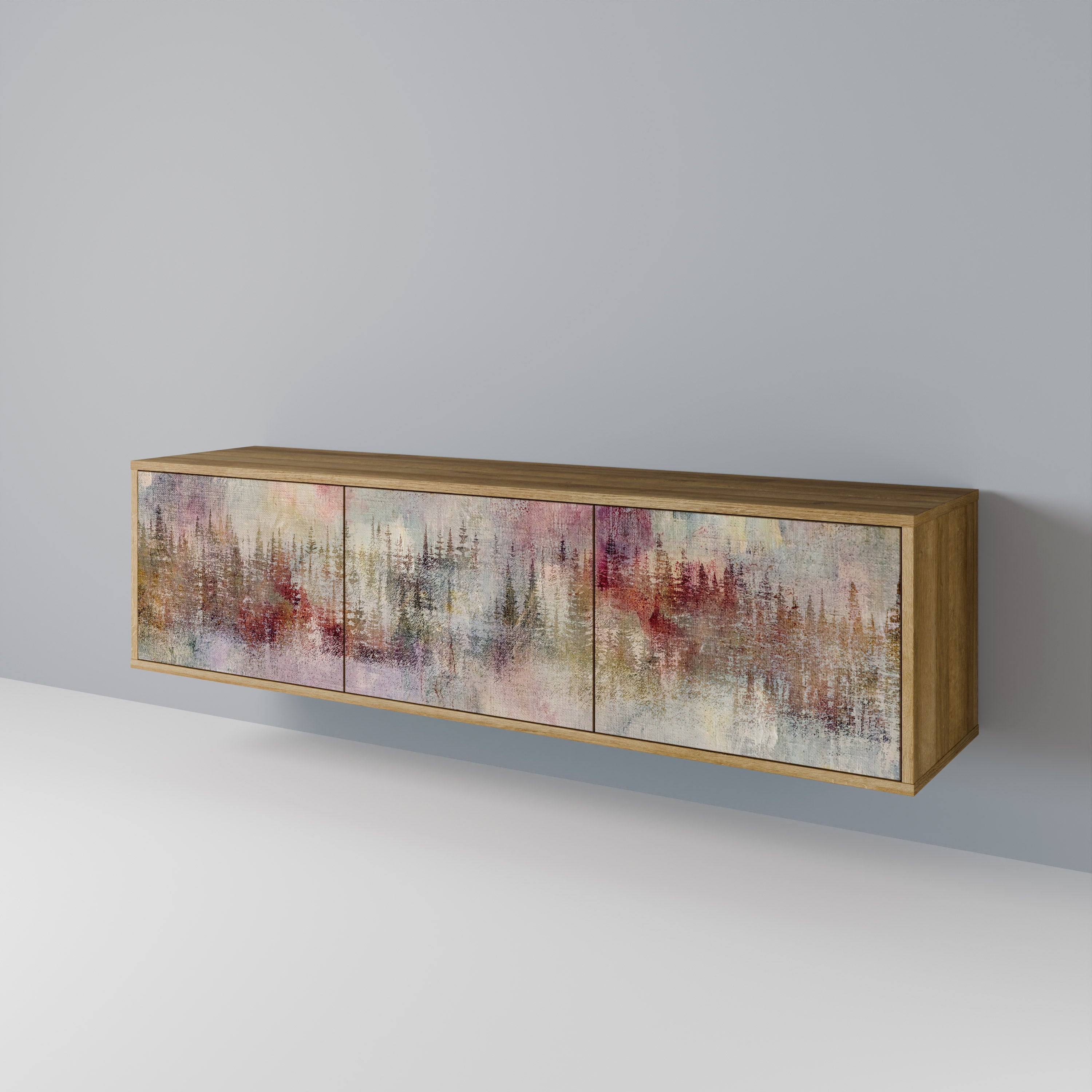 Meuble TV 3 portes VEILED SUMMIT effet chêne