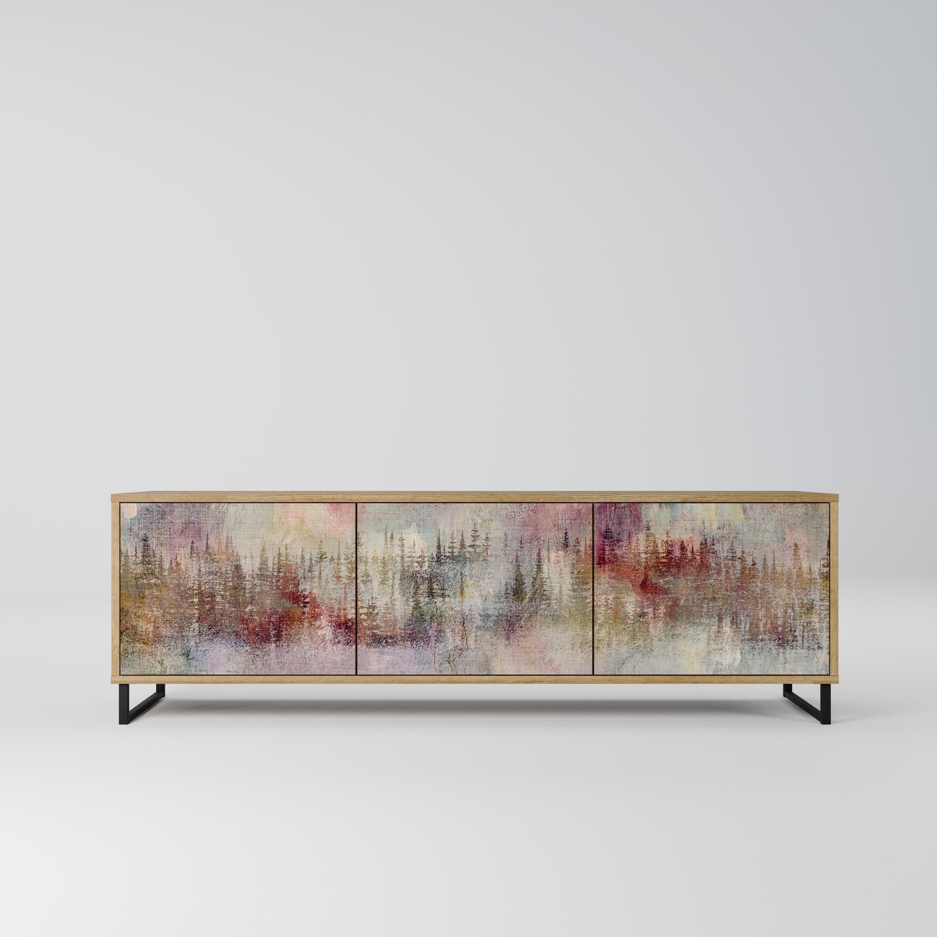 Meuble TV 3 portes VEILED SUMMIT effet chêne