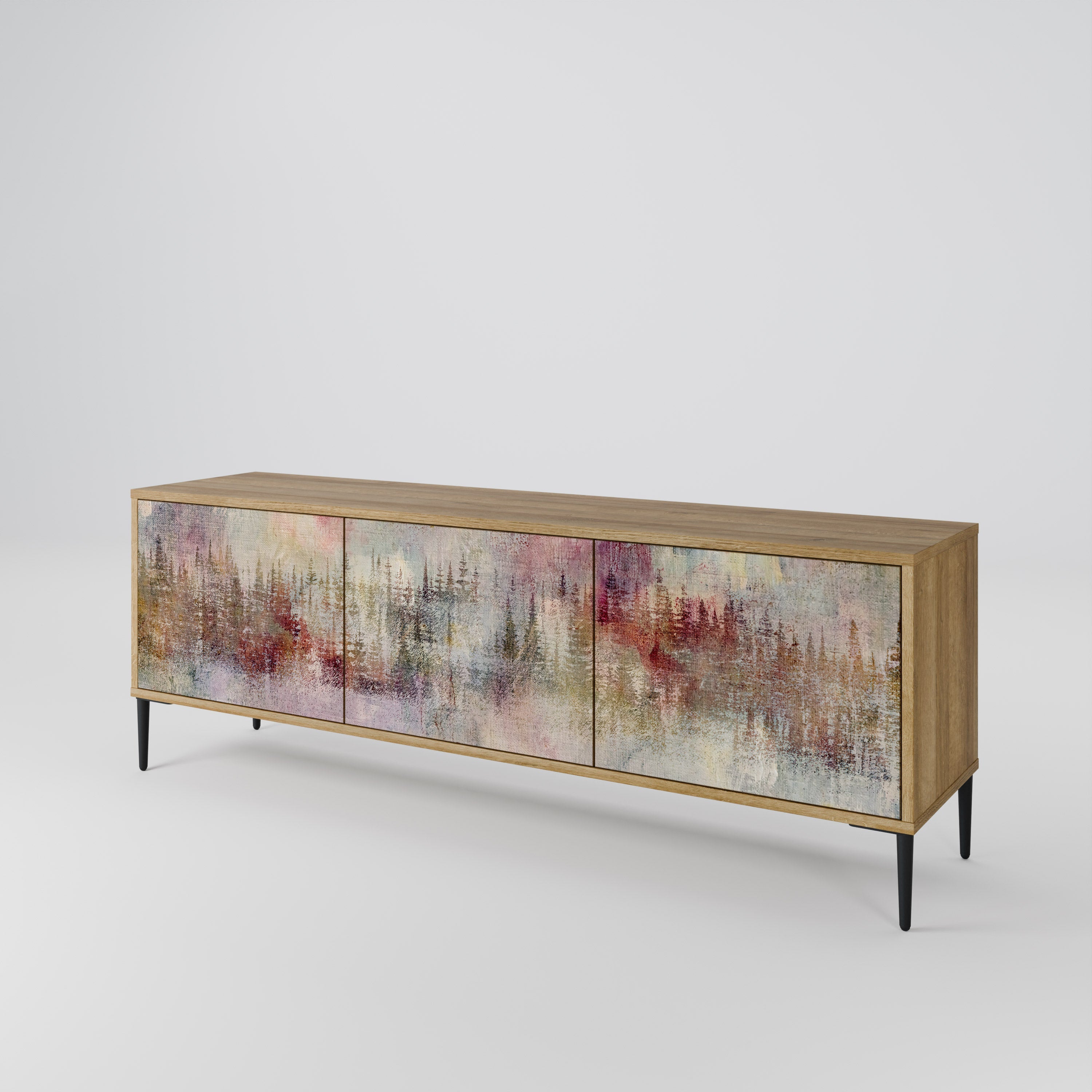 Meuble TV 3 portes VEILED SUMMIT effet chêne