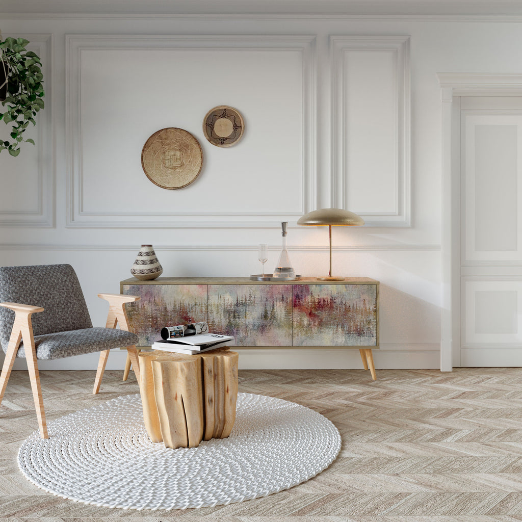 Meuble TV 3 portes VEILED SUMMIT effet chêne