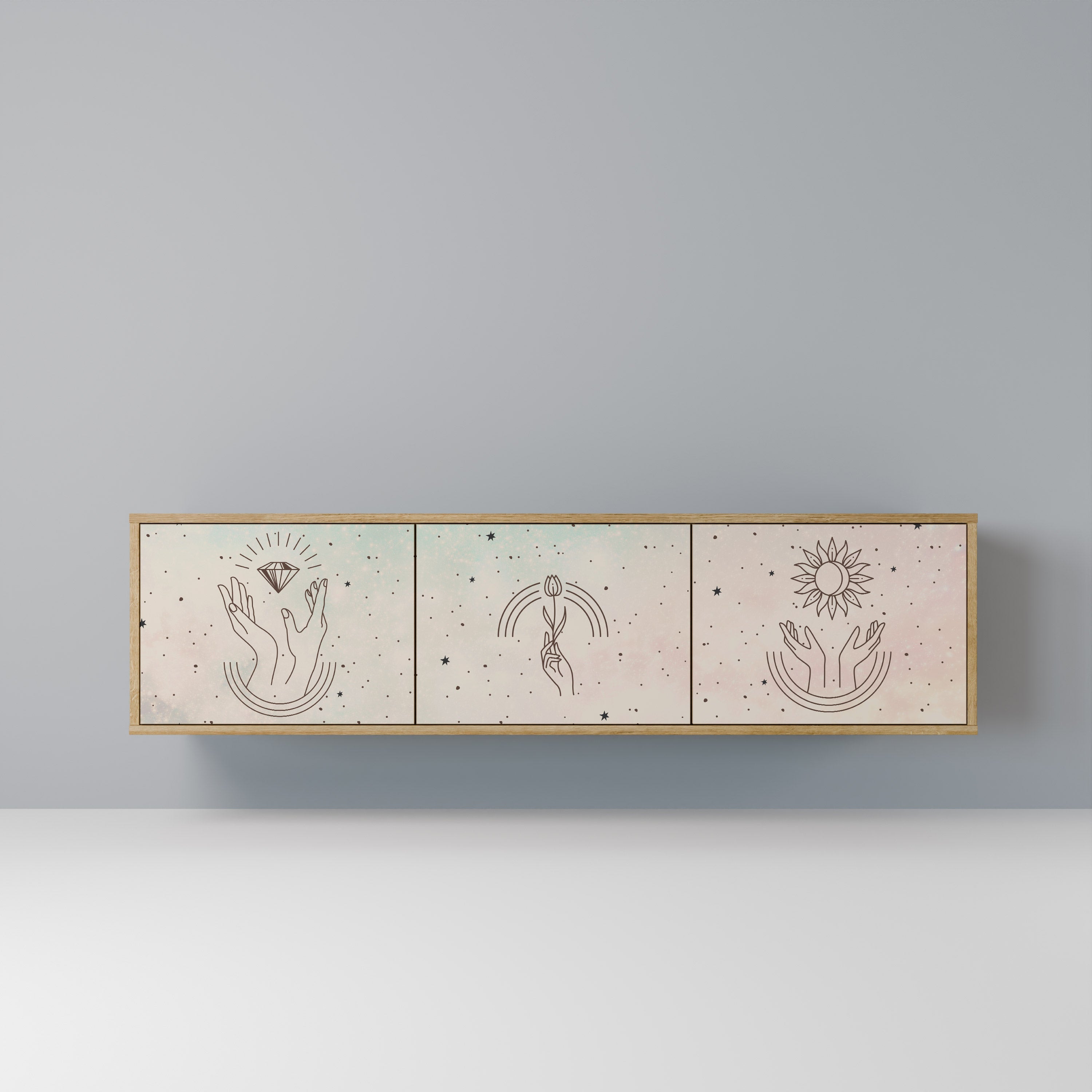 Meuble TV 3 portes DELICATE BEAUTY effet chêne