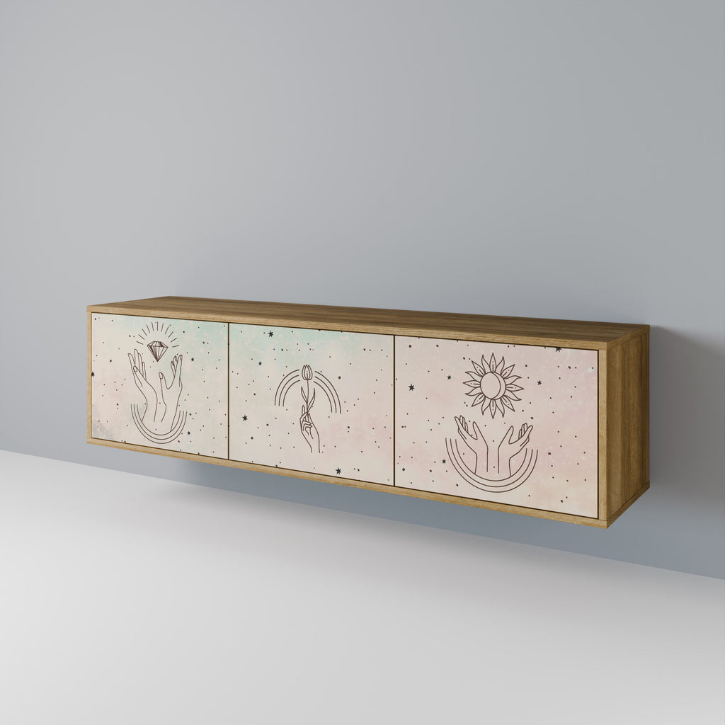 Meuble TV 3 portes DELICATE BEAUTY effet chêne