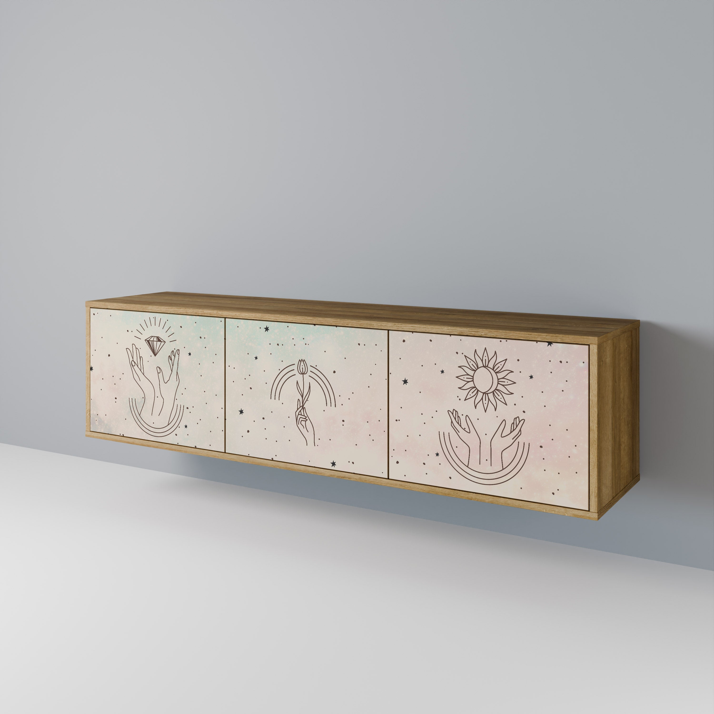 Meuble TV 3 portes DELICATE BEAUTY effet chêne