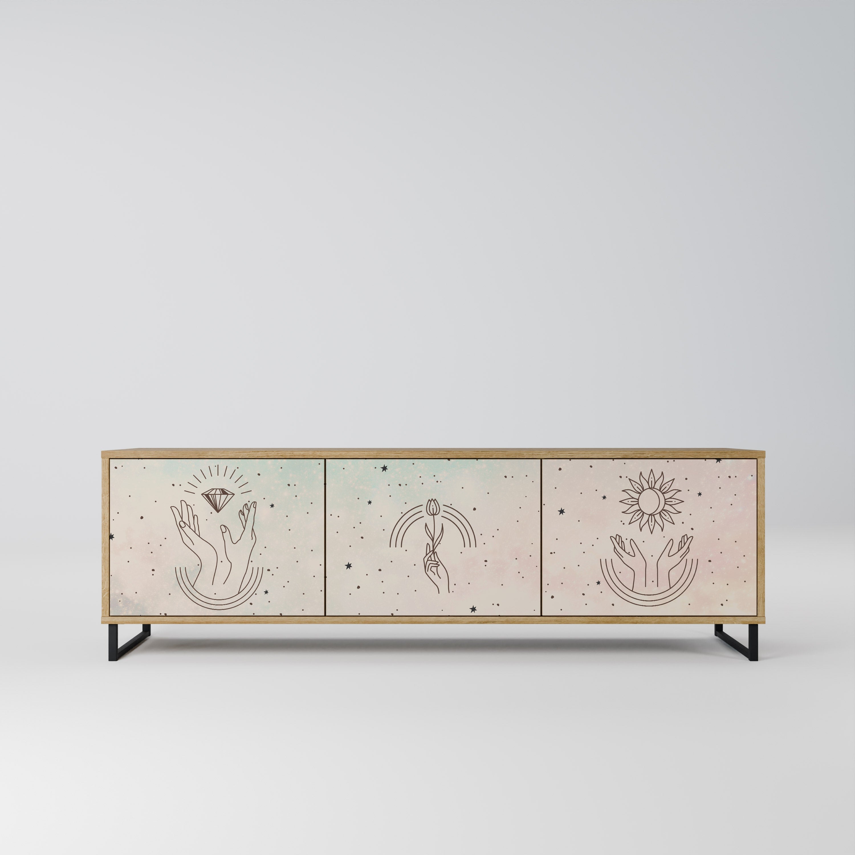 Meuble TV 3 portes DELICATE BEAUTY effet chêne