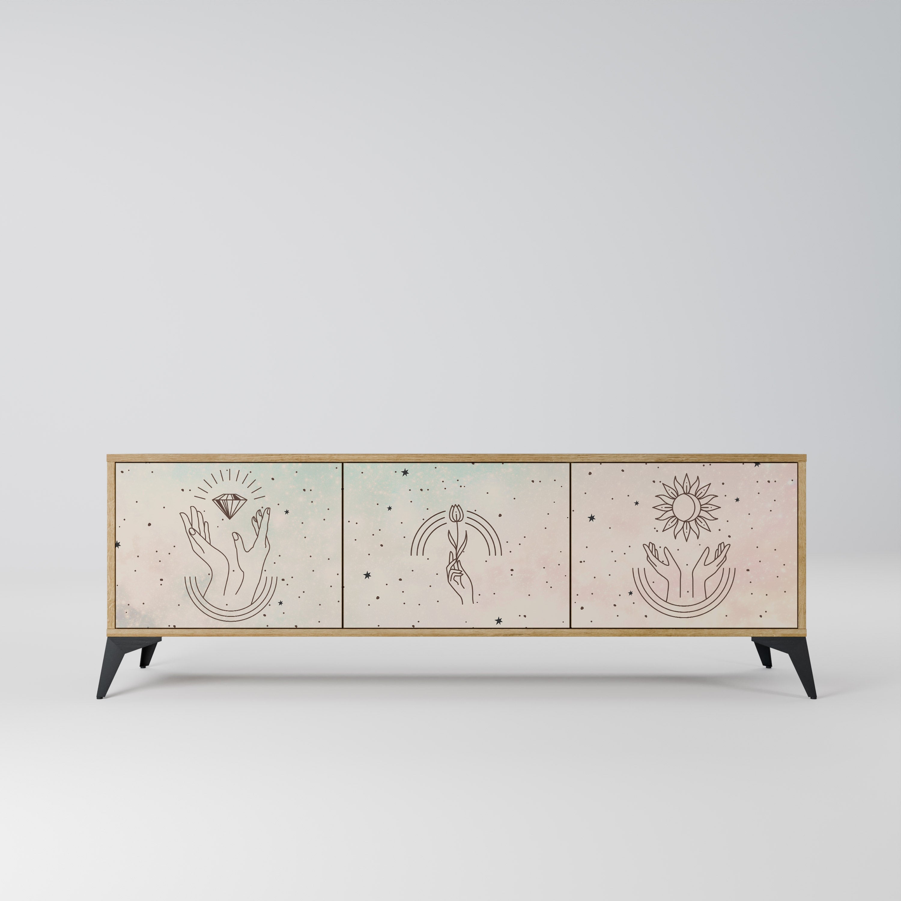 Meuble TV 3 portes DELICATE BEAUTY effet chêne