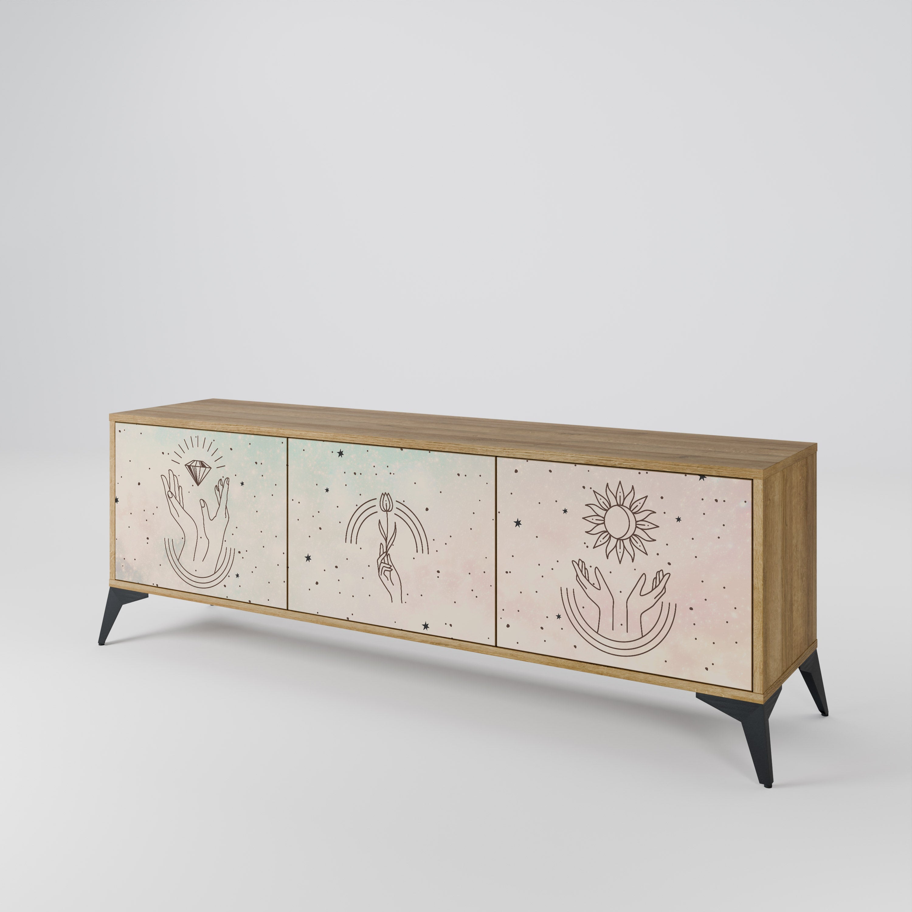 Meuble TV 3 portes DELICATE BEAUTY effet chêne