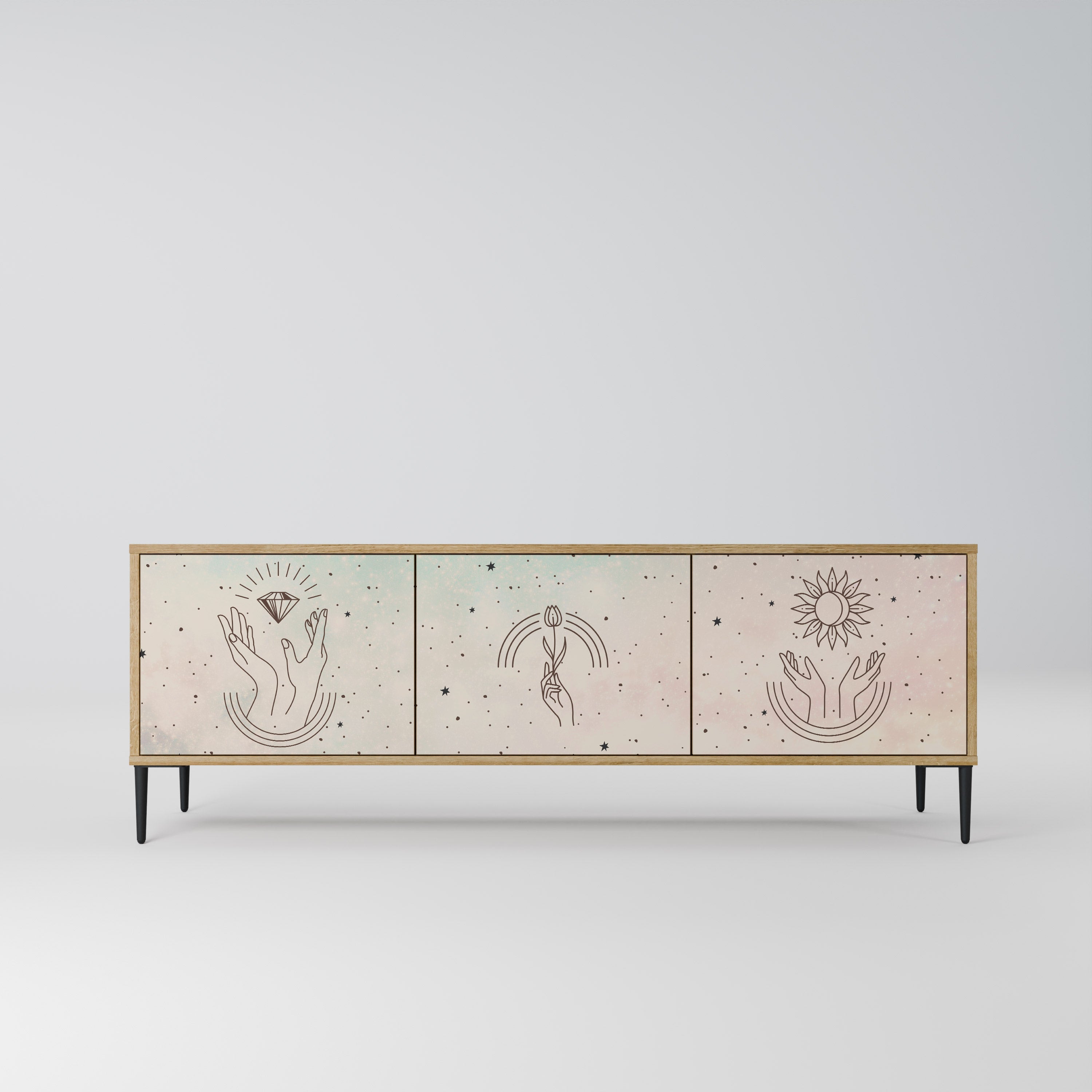 Meuble TV 3 portes DELICATE BEAUTY effet chêne