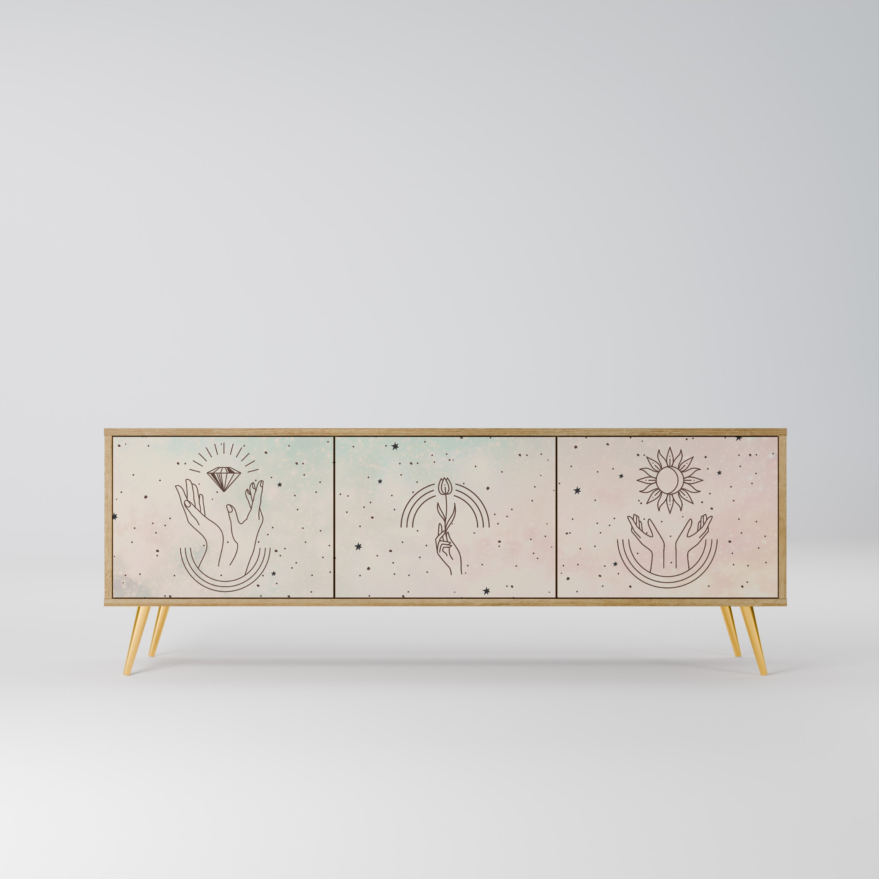 Meuble TV 3 portes DELICATE BEAUTY effet chêne