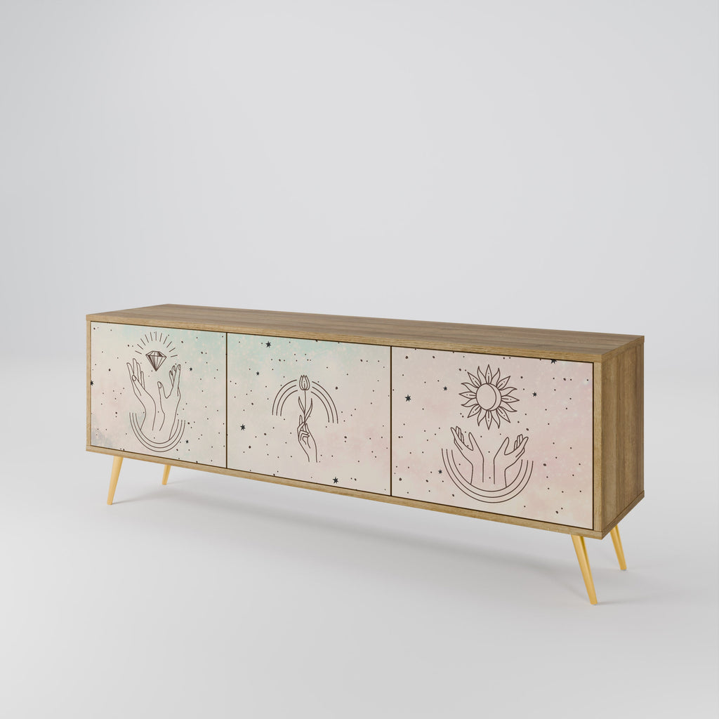 Meuble TV 3 portes DELICATE BEAUTY effet chêne