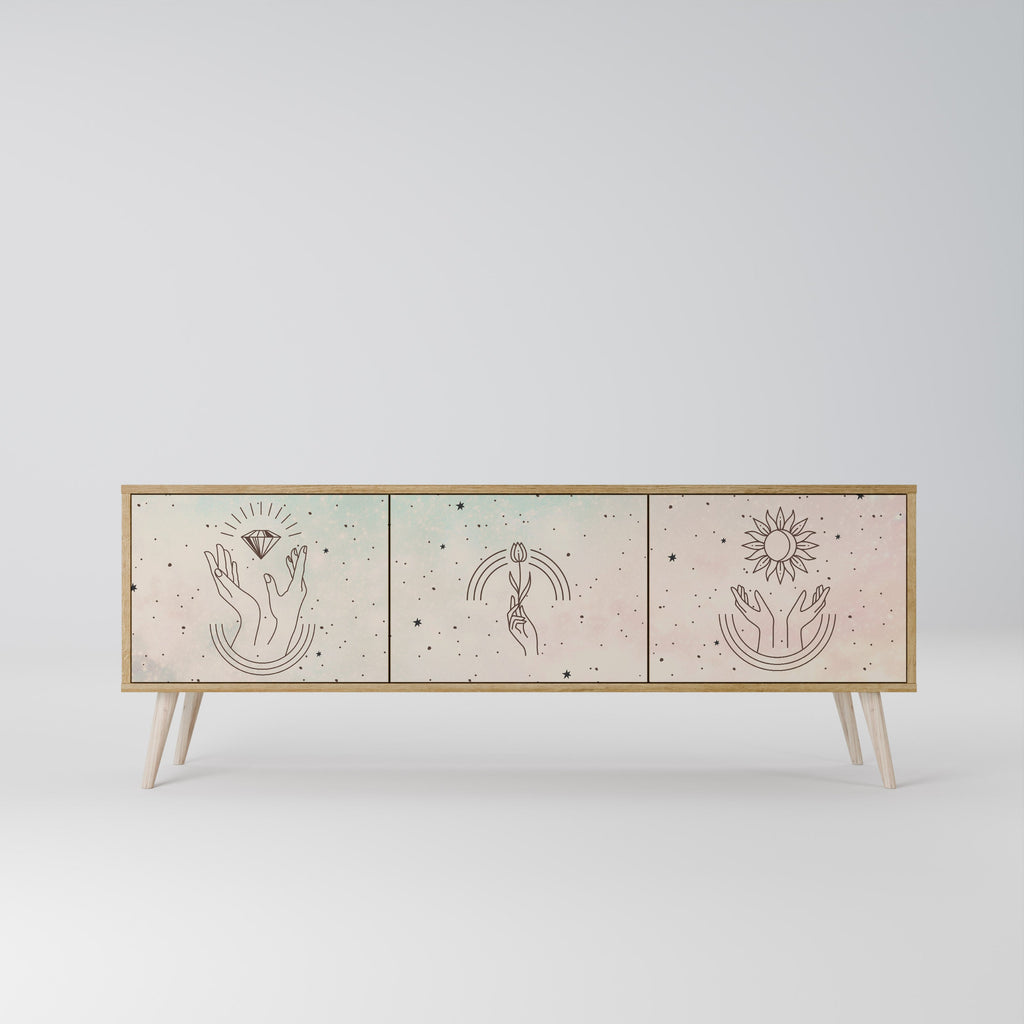 Meuble TV 3 portes DELICATE BEAUTY effet chêne