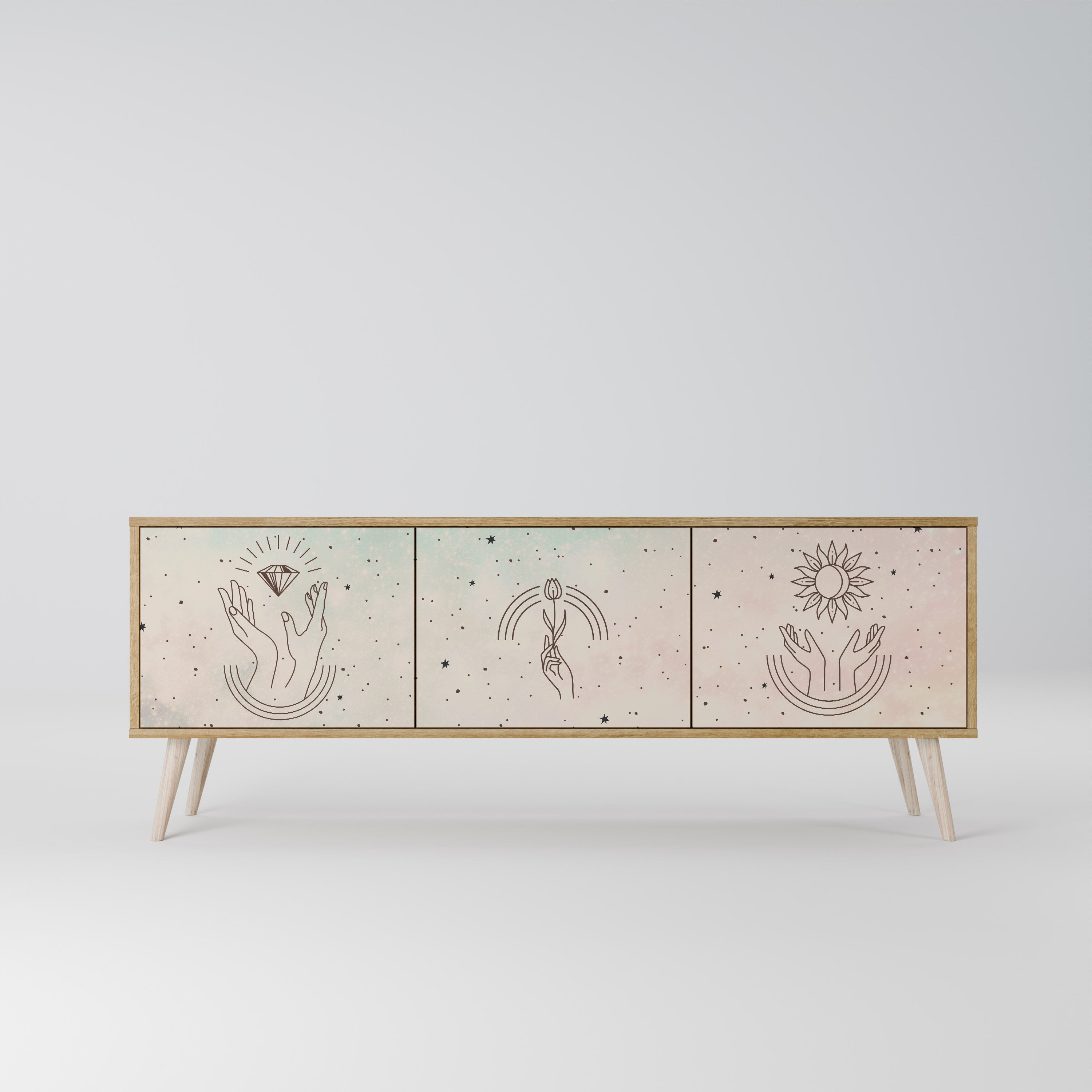 Meuble TV 3 portes DELICATE BEAUTY effet chêne