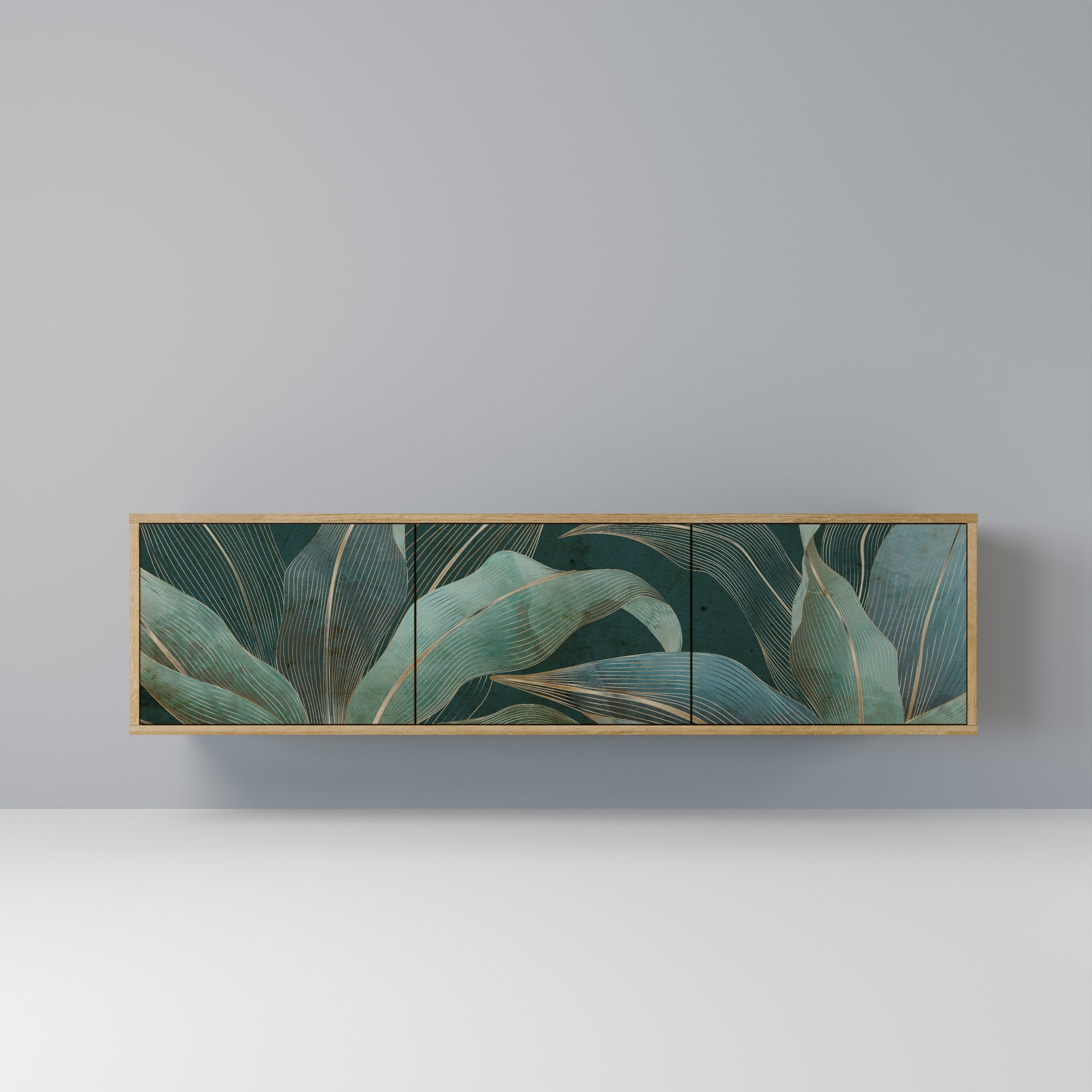 Meuble TV 3 portes ROYAL GREEN effet chêne