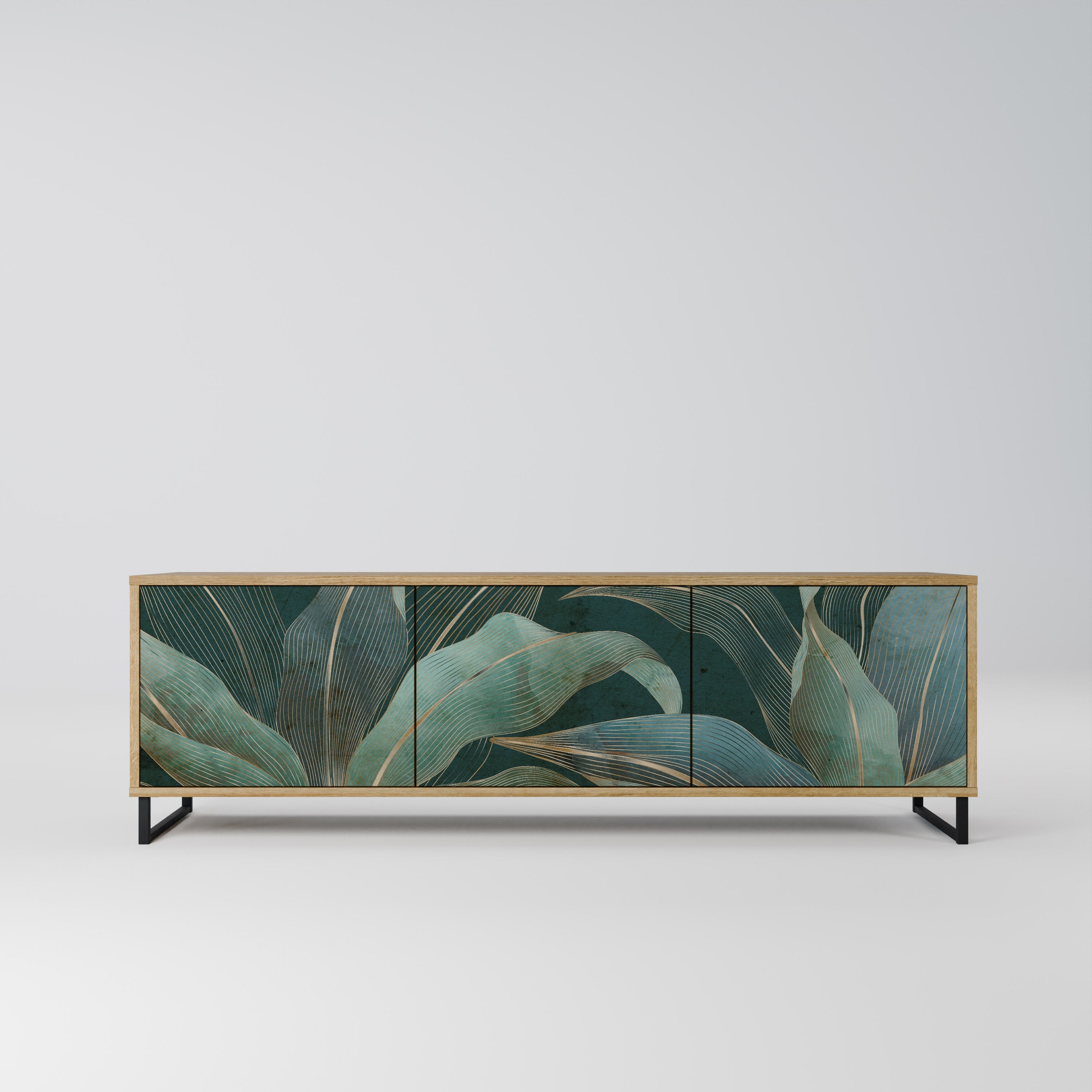 Meuble TV 3 portes ROYAL GREEN effet chêne