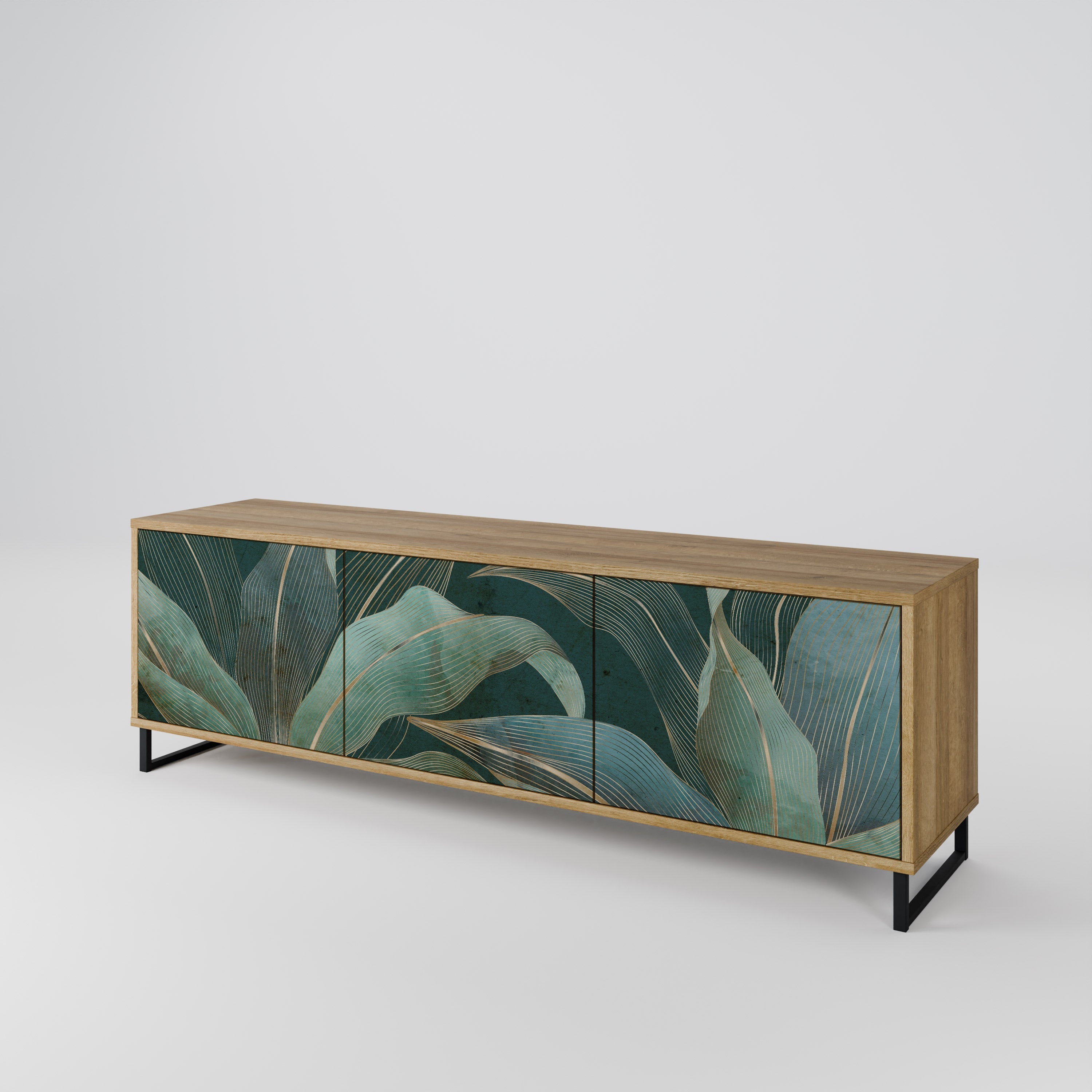 Meuble TV 3 portes ROYAL GREEN effet chêne