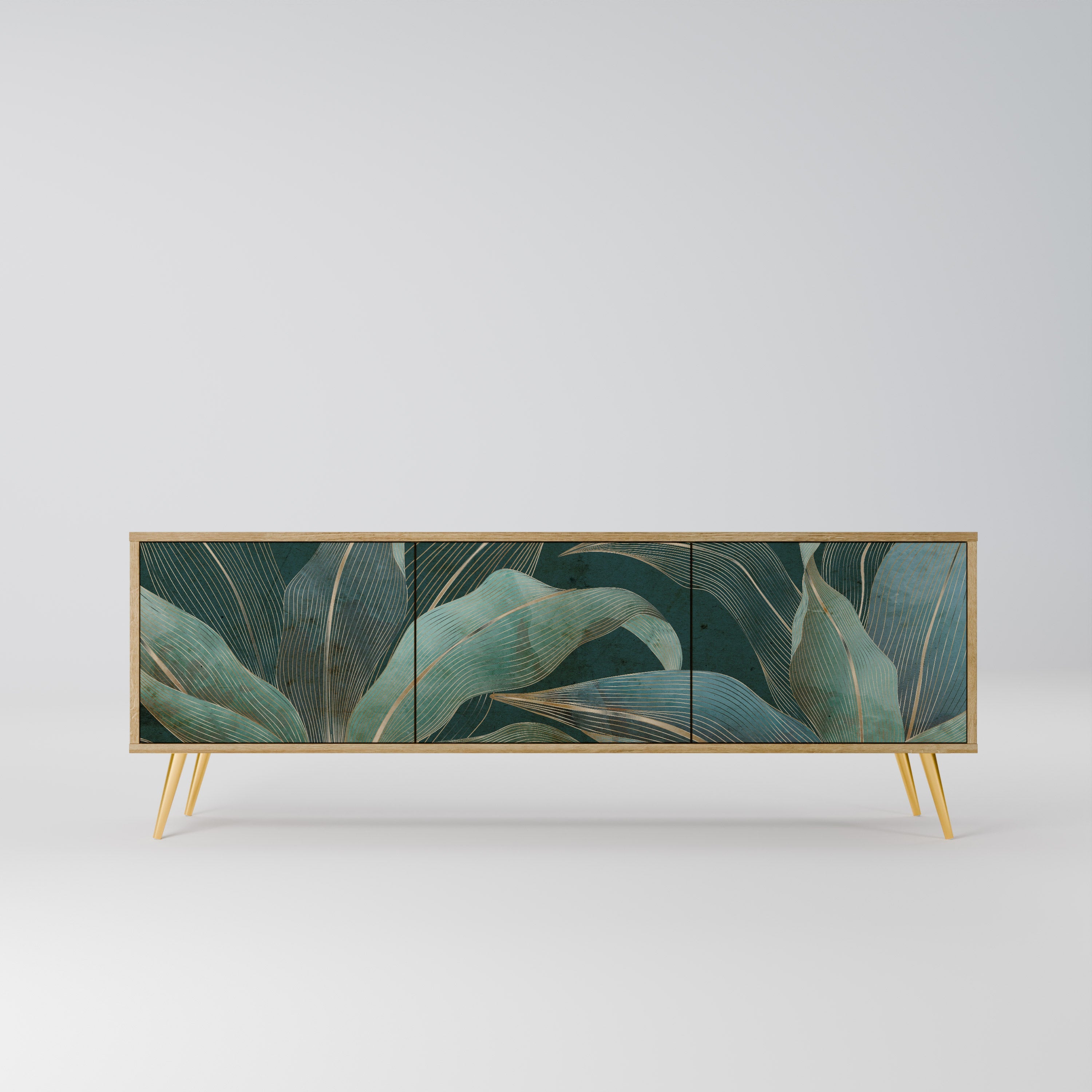 Meuble TV 3 portes ROYAL GREEN effet chêne