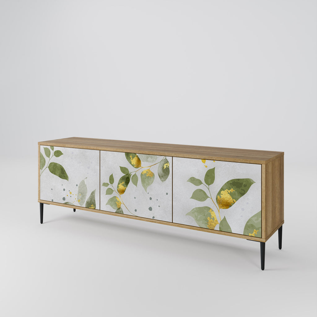 Meuble TV 3 portes ELEGANT BOTANICS effet chêne