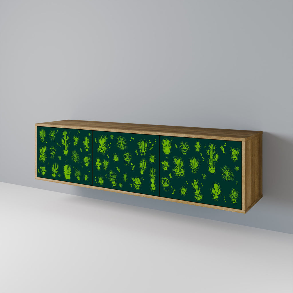 Meuble TV 3 portes DESERT GREEN effet chêne