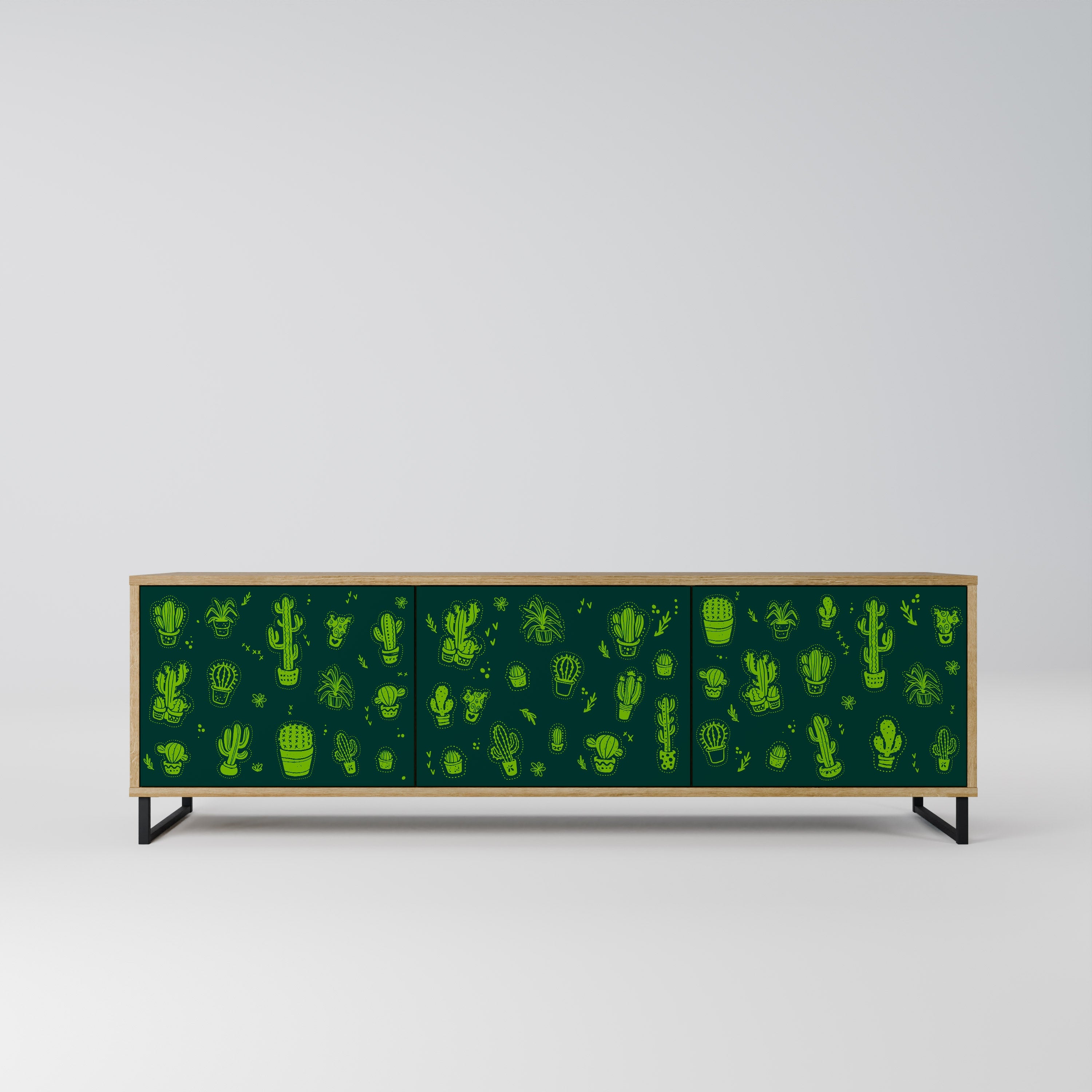 Meuble TV 3 portes DESERT GREEN effet chêne