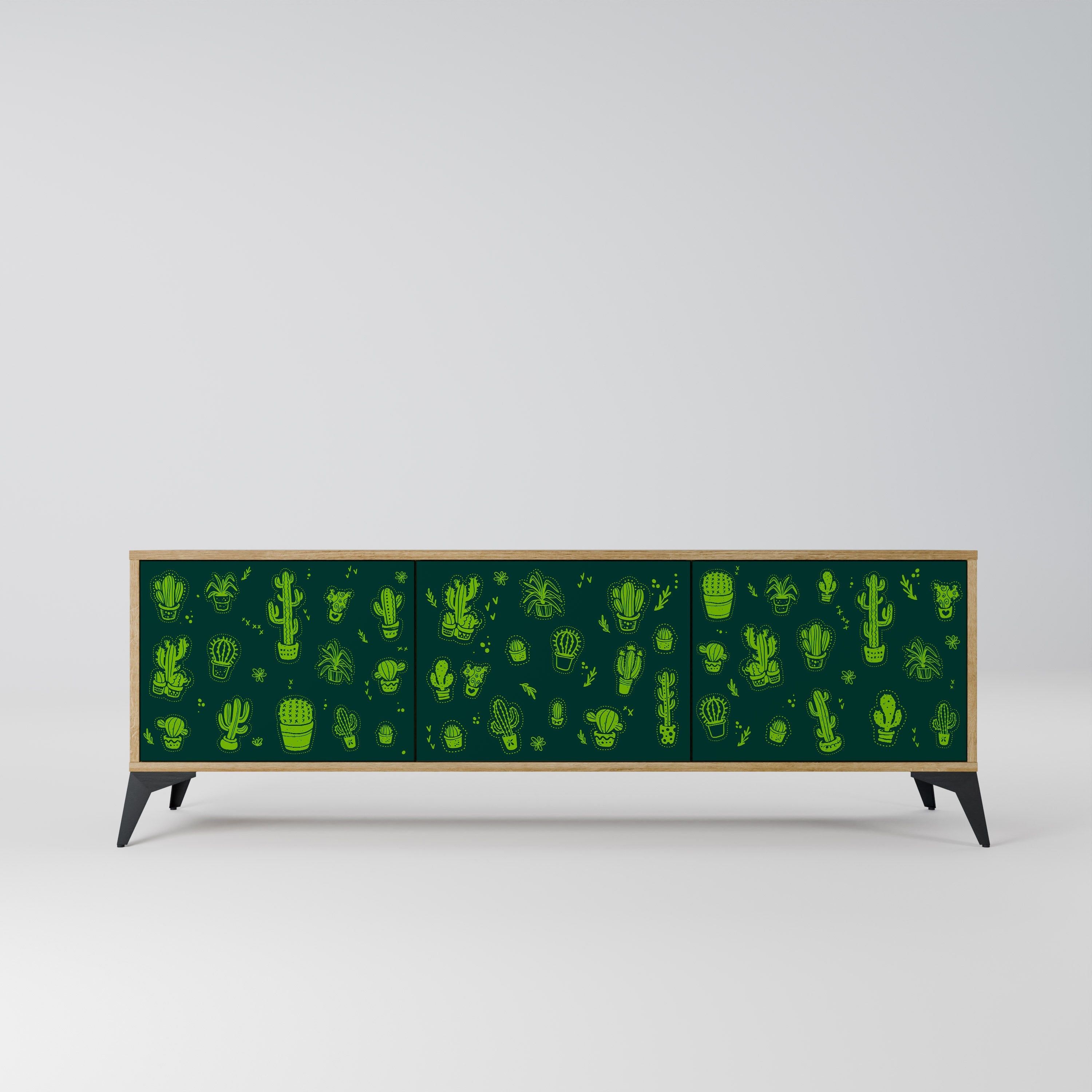 Meuble TV 3 portes DESERT GREEN effet chêne