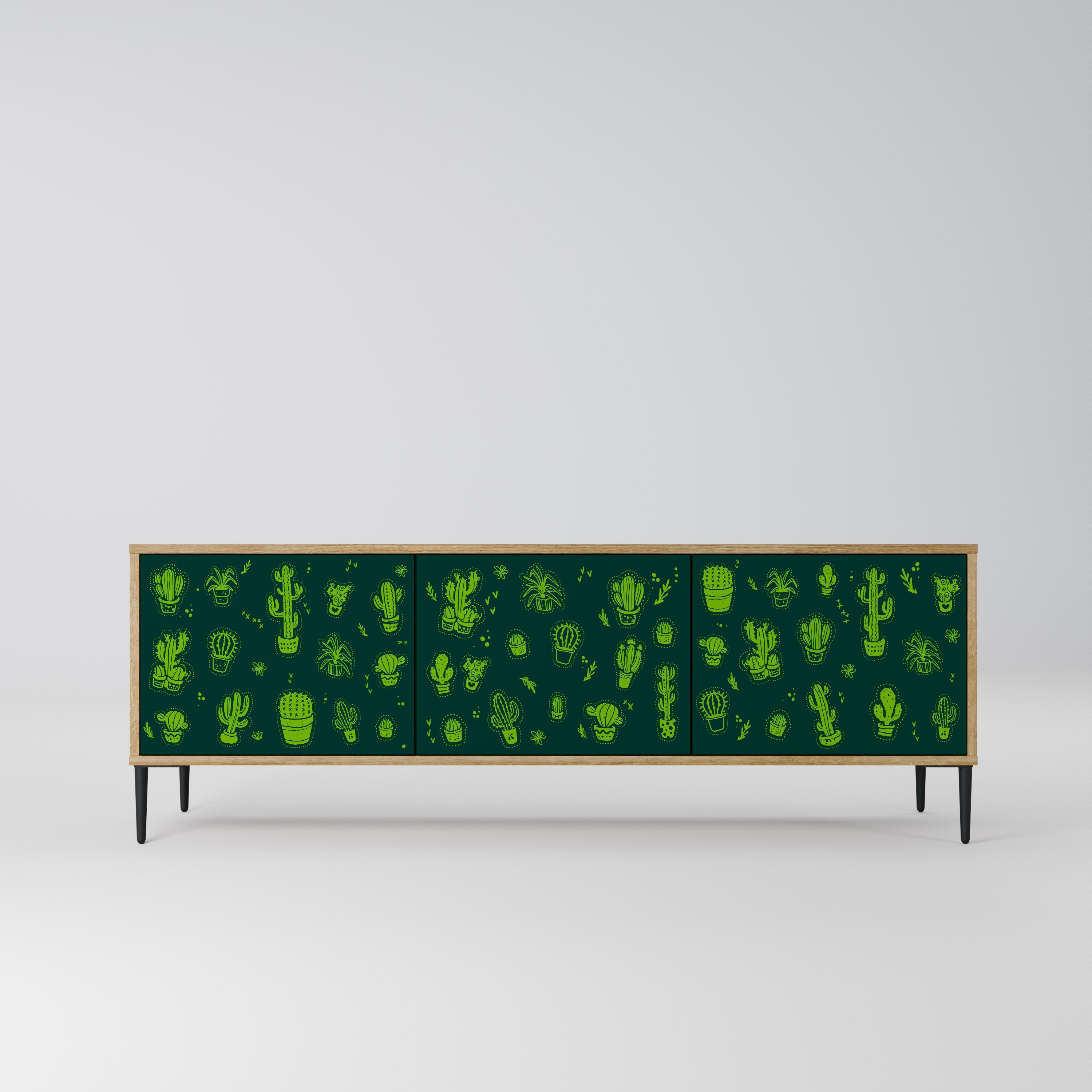 Meuble TV 3 portes DESERT GREEN effet chêne