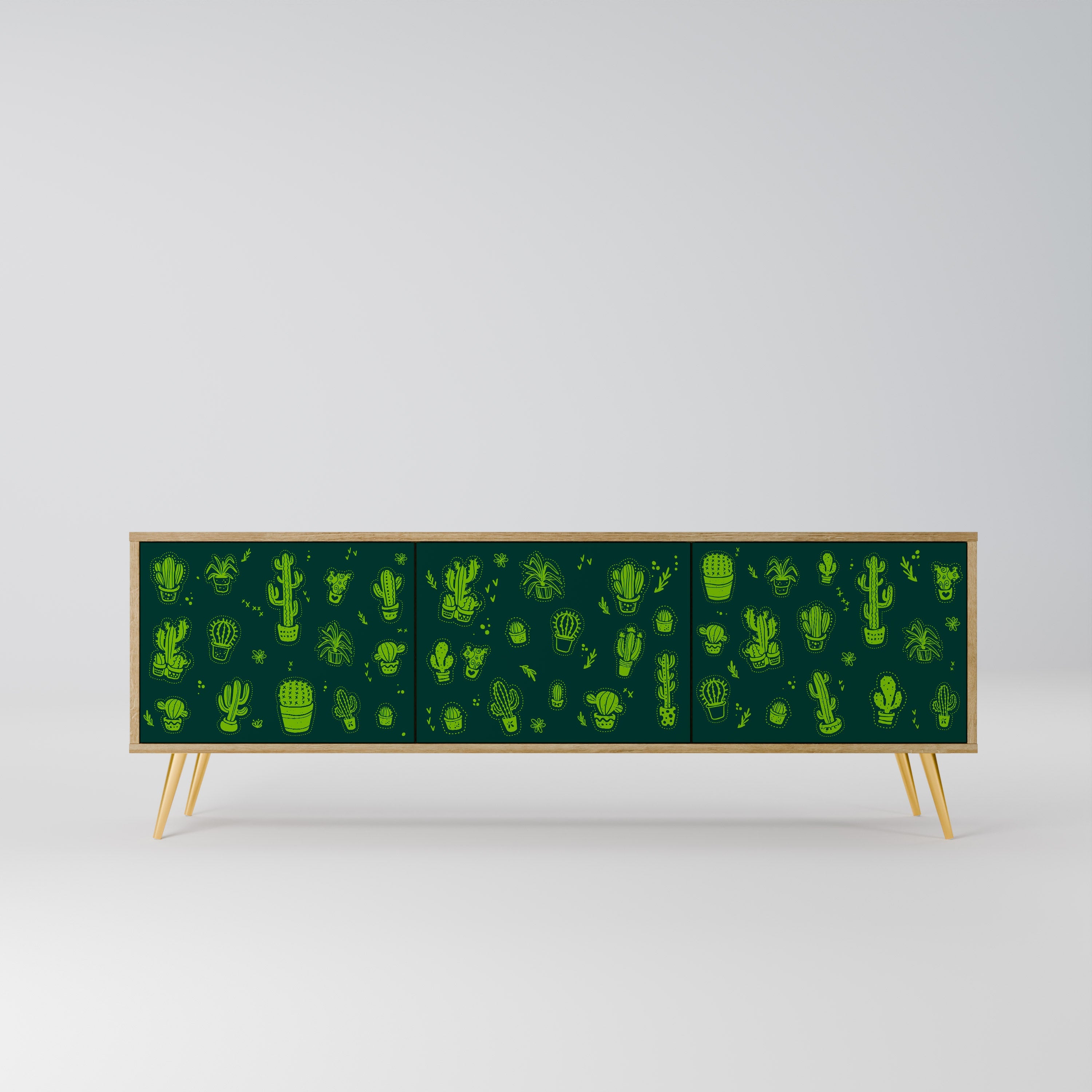 Meuble TV 3 portes DESERT GREEN effet chêne