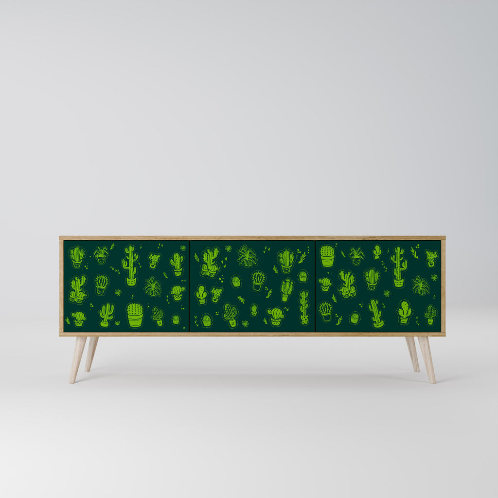 Meuble TV 3 portes DESERT GREEN effet chêne