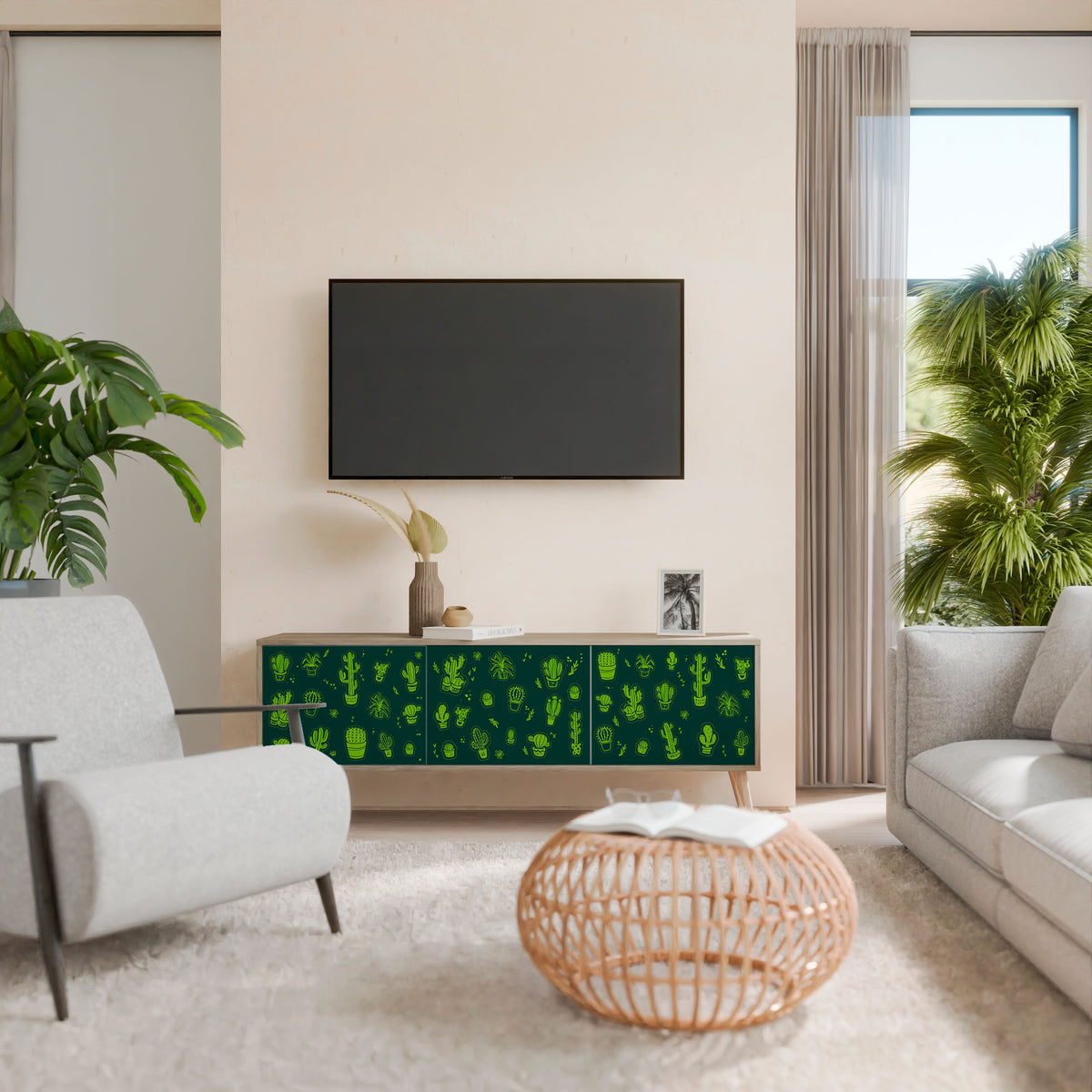 DESERT GREEN 3-Door TV Cabinet