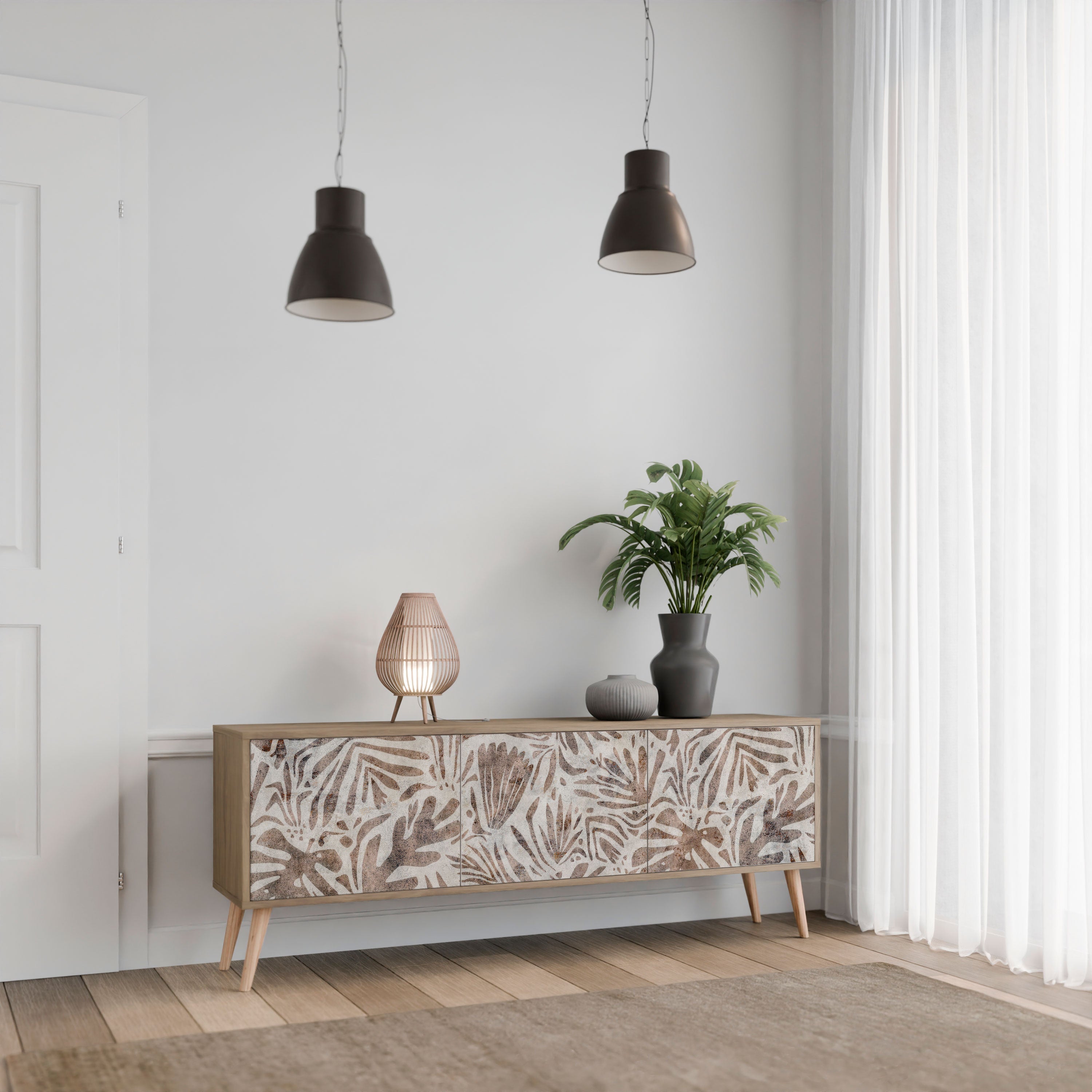 Meuble TV 3 portes PASSING TIME effet chêne