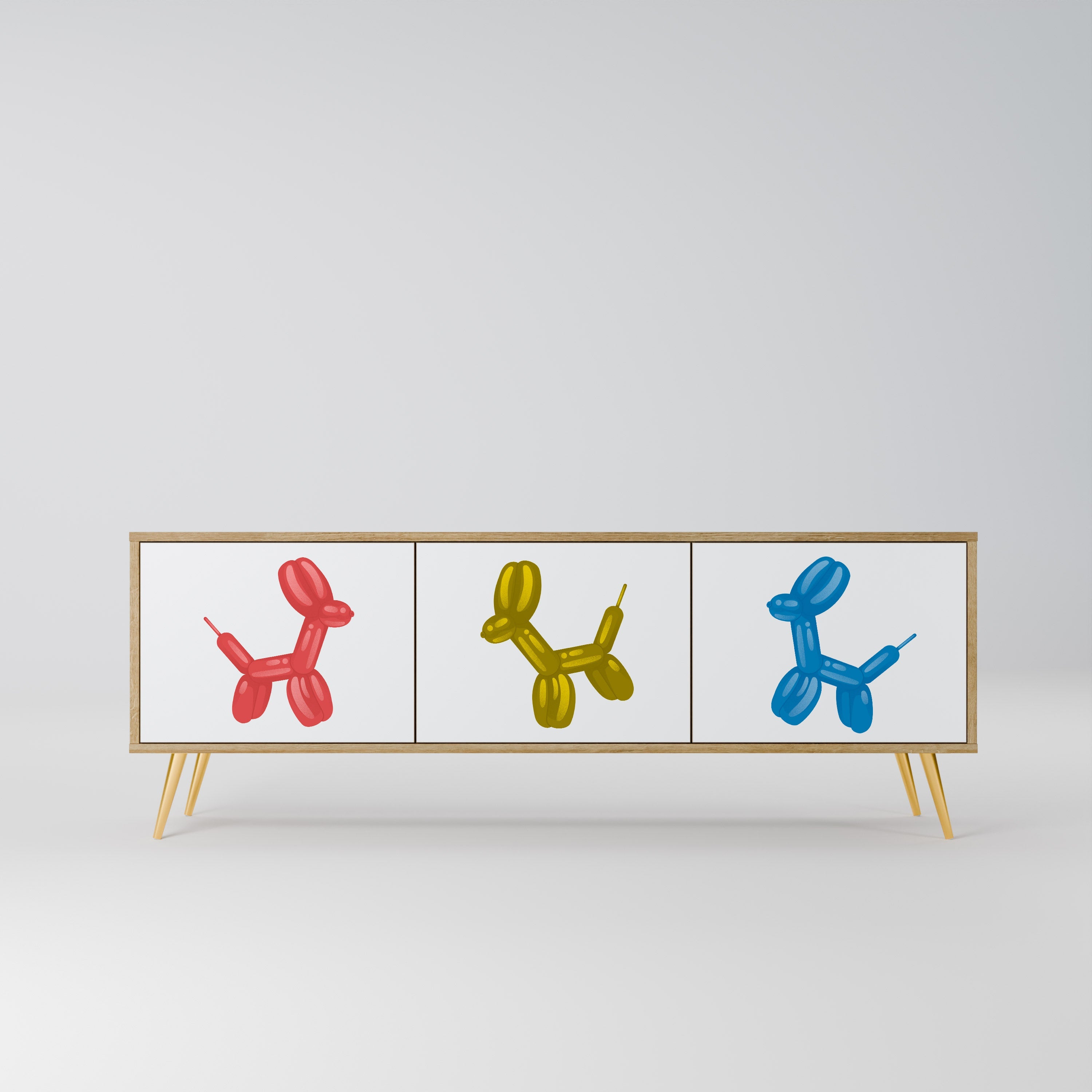 Meuble TV 3 portes CHILDHOOD MEMORY effet chêne