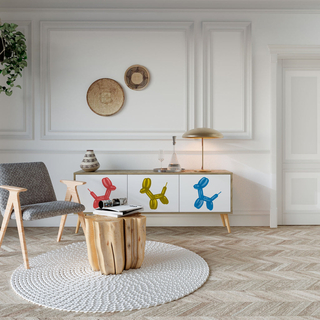 Meuble TV 3 portes CHILDHOOD MEMORY effet chêne