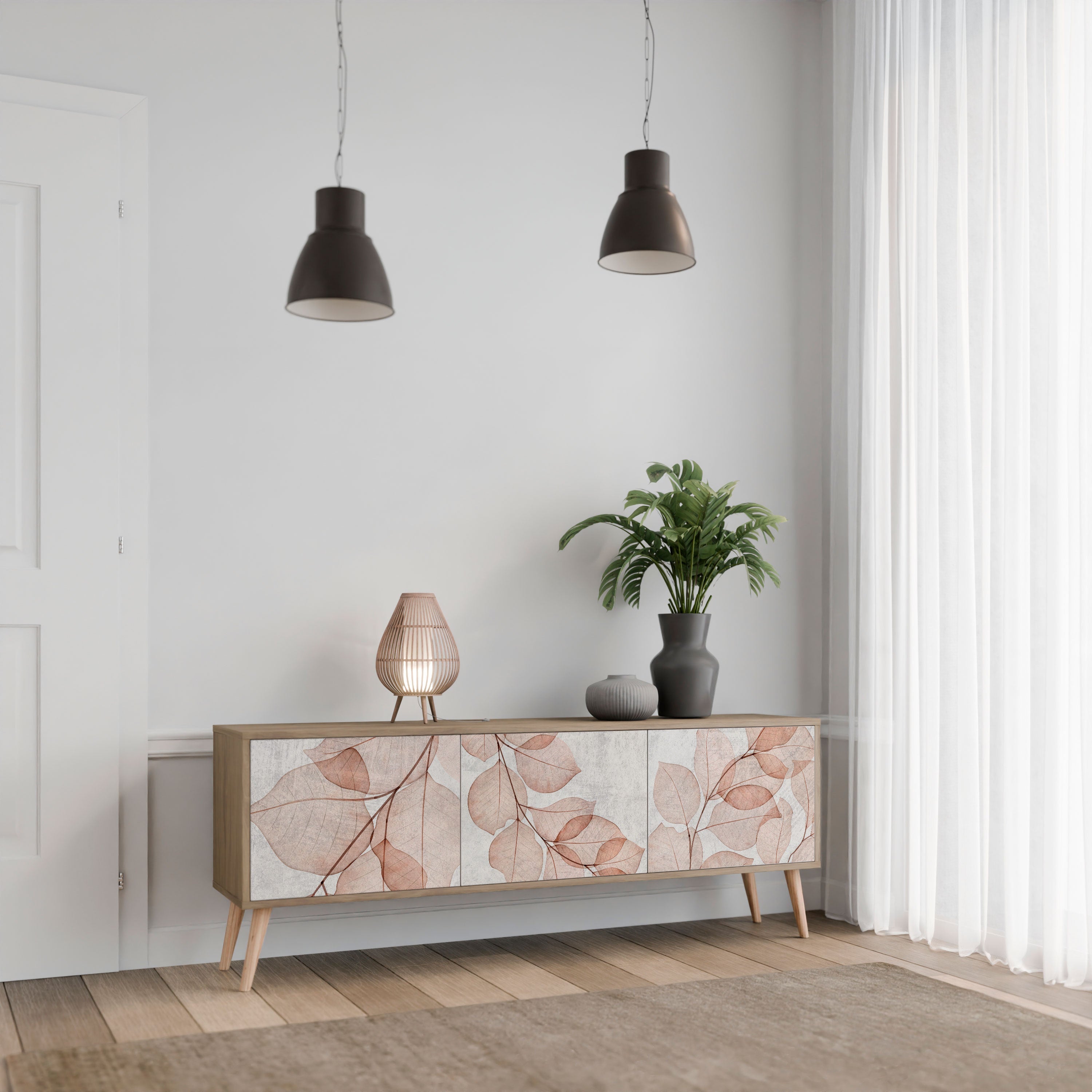 Meuble TV 3 portes AUTUMN FRAGILITY effet chêne